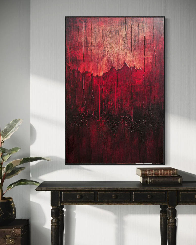 Textured Crimson Stratification | Earthy Crackle