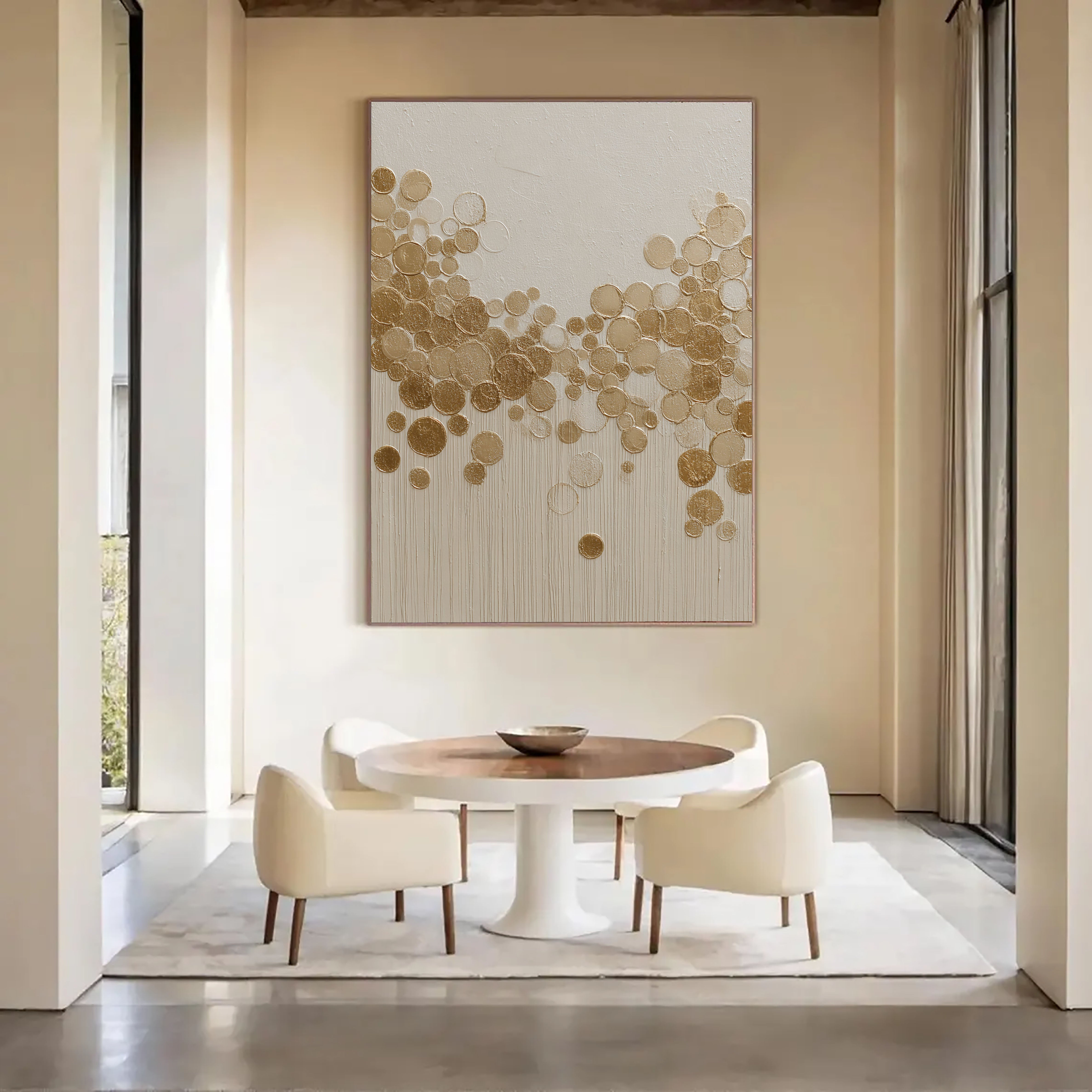 Textured Gilded Bubbles | Cream Canvas