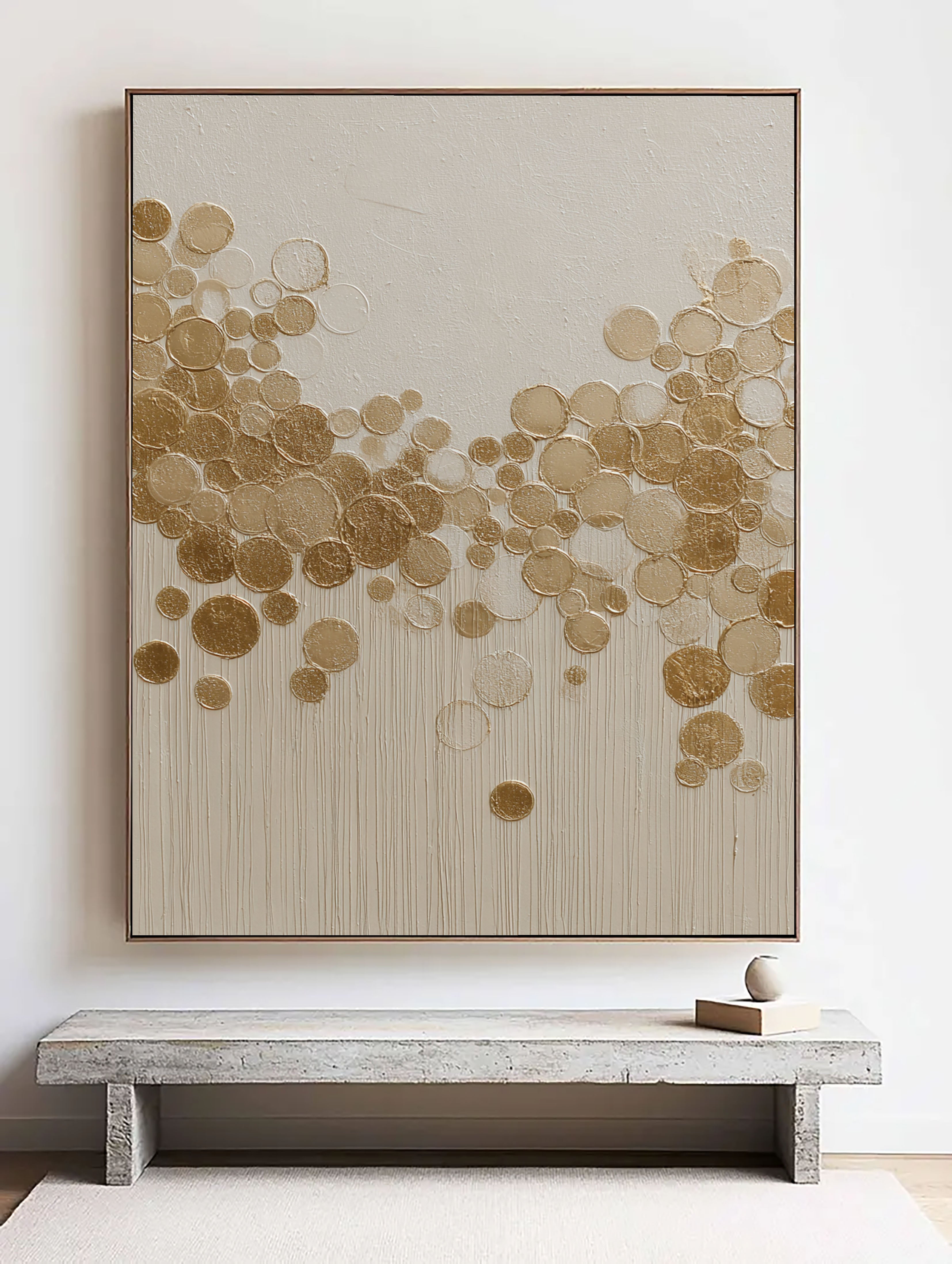 Textured Gilded Bubbles | Cream Canvas