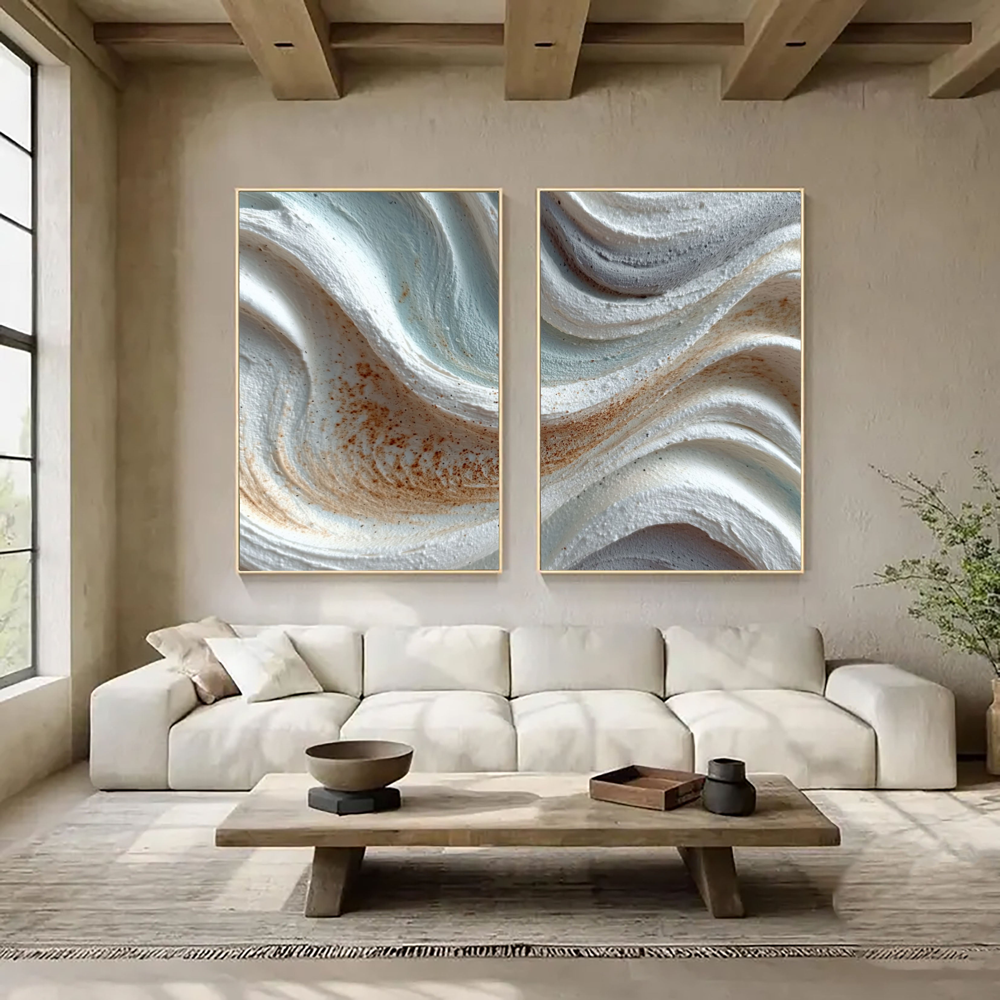Textured Abstract Waves | Sand Blue