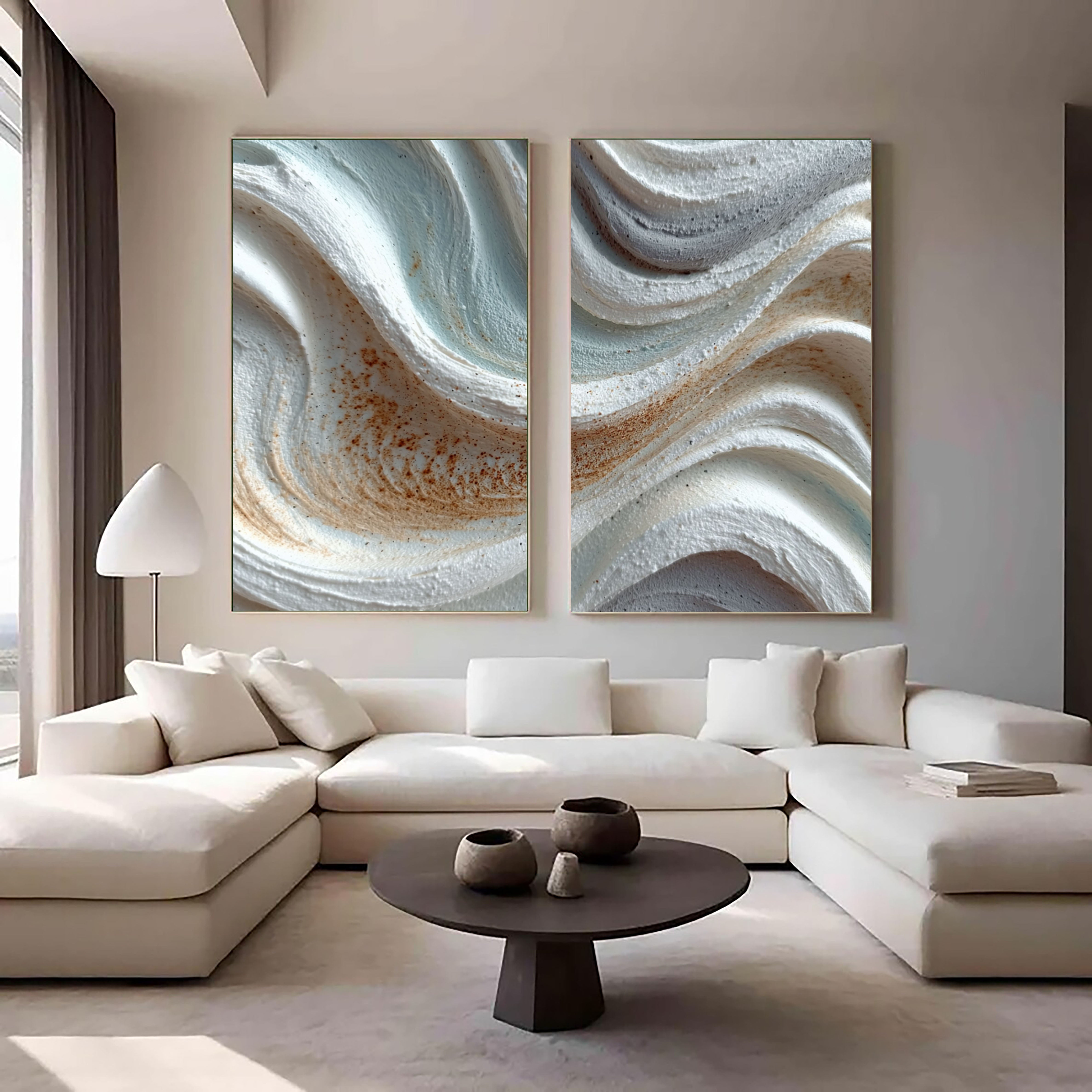 Textured Abstract Waves | Sand Blue