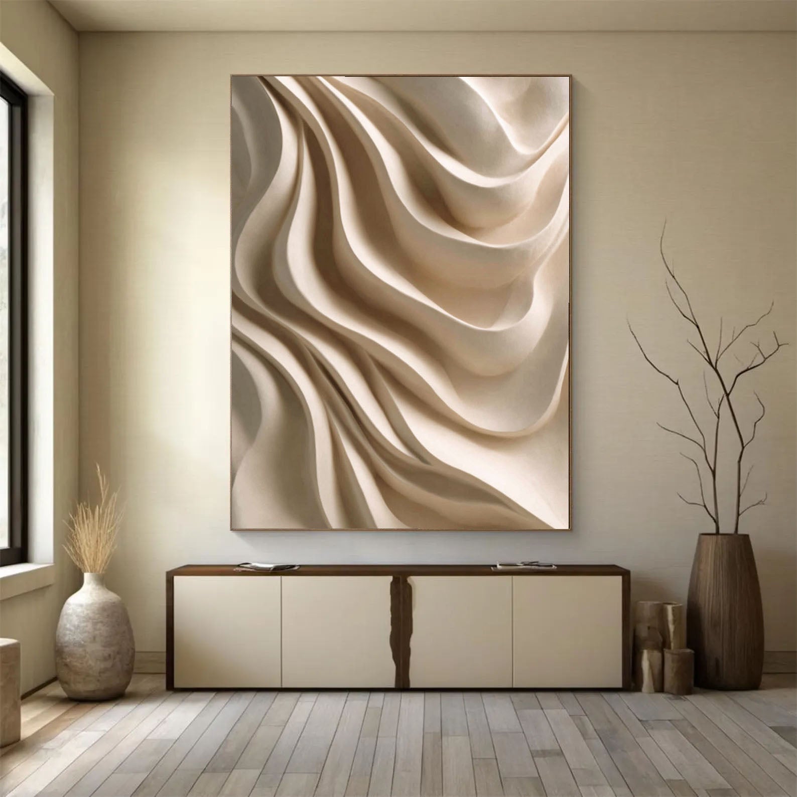 Textured Fluid Drapes | Cream Waves