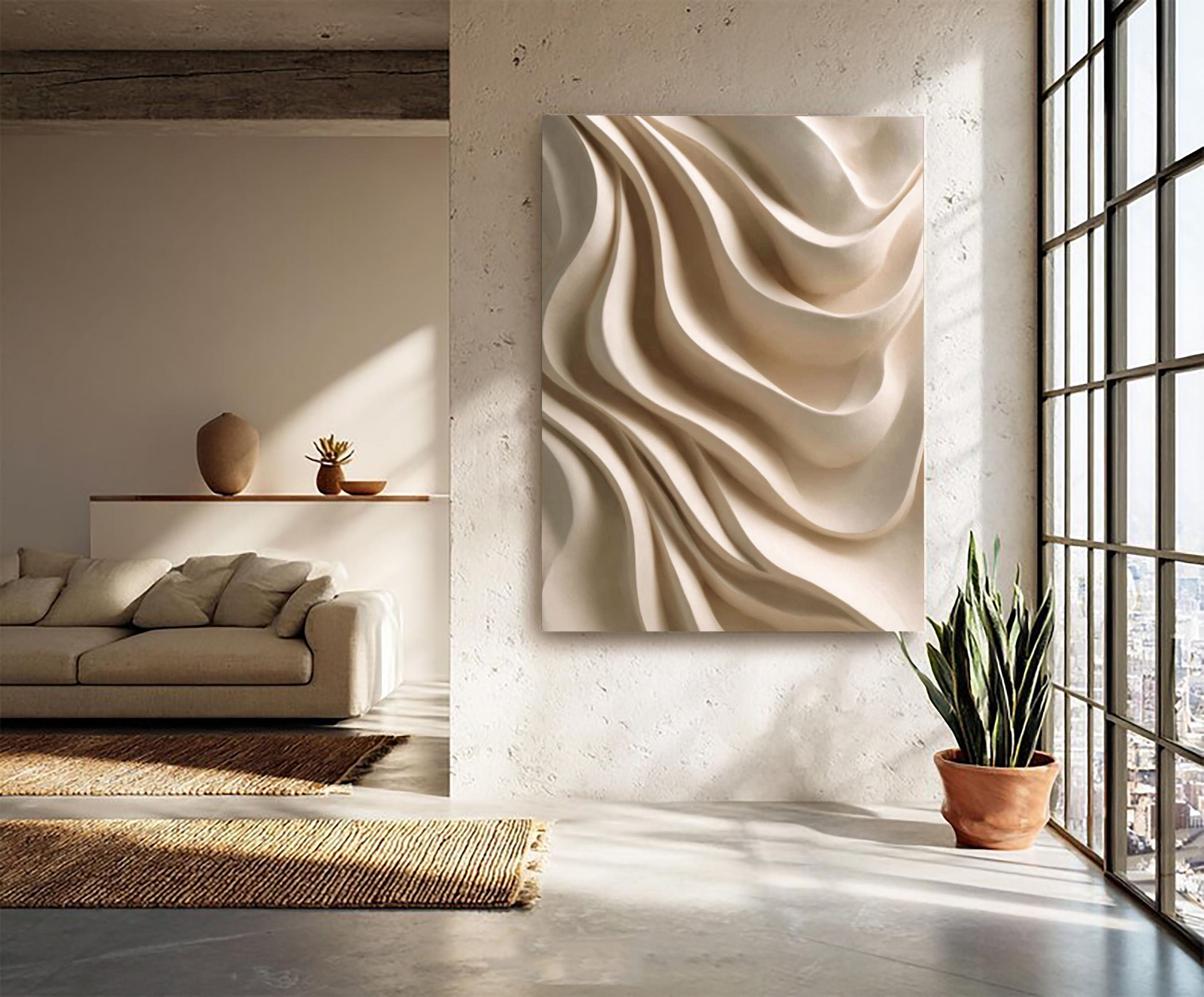 Textured Fluid Drapes | Cream Waves