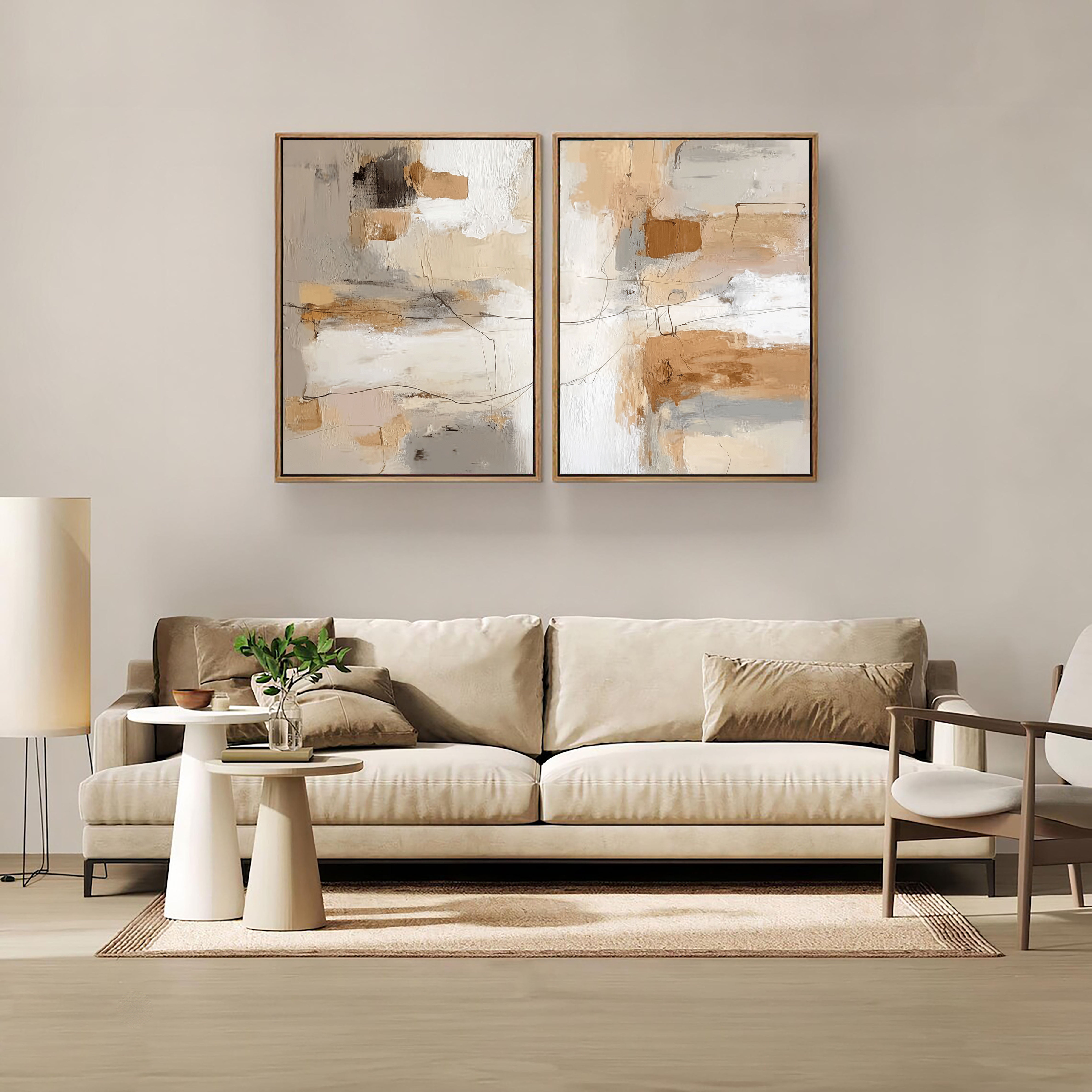 Textured Abstract Harmony | Beige Grey