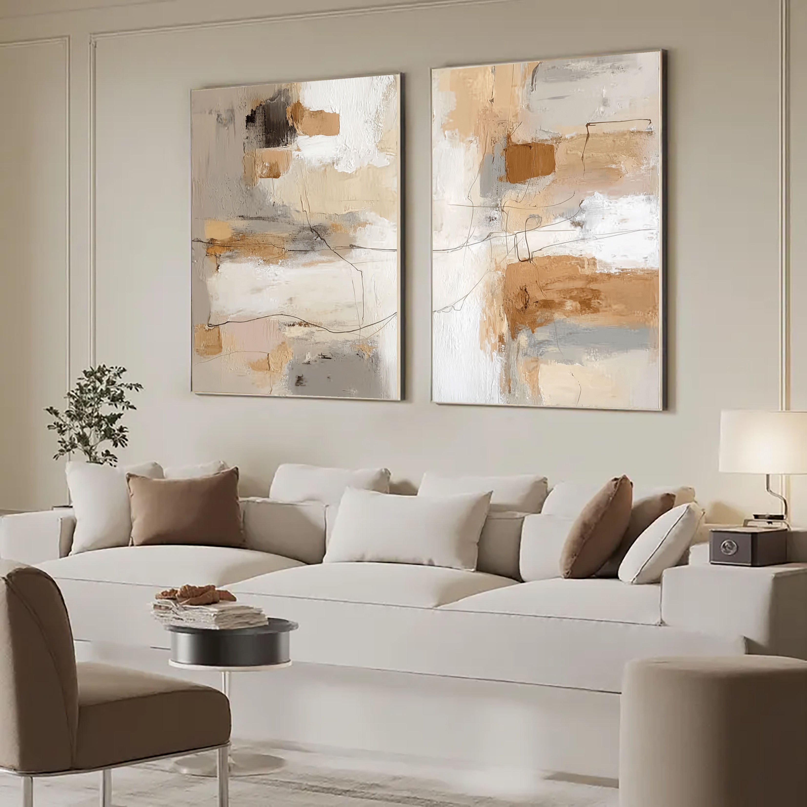 Textured Abstract Harmony | Beige Grey