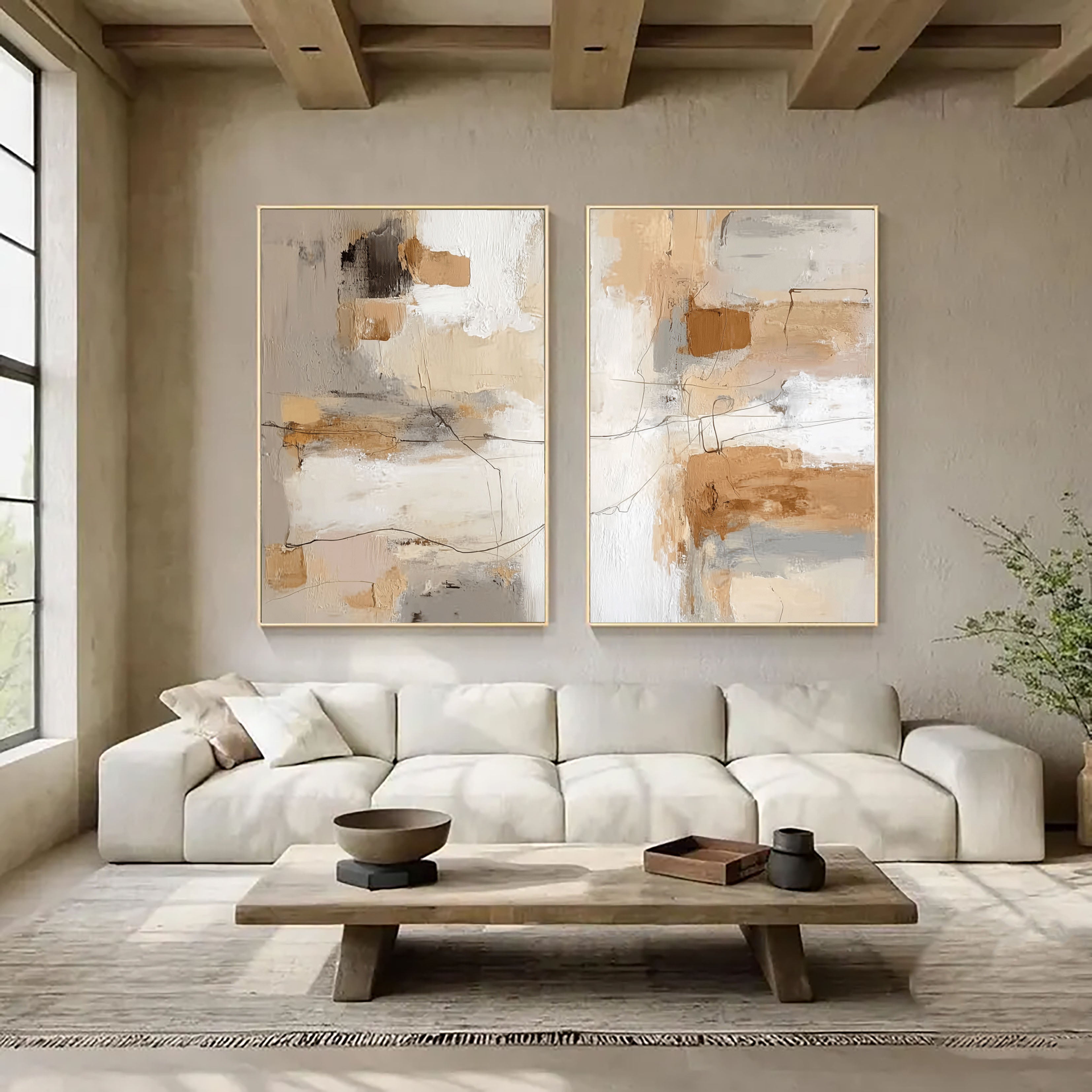 Textured Abstract Harmony | Beige Grey