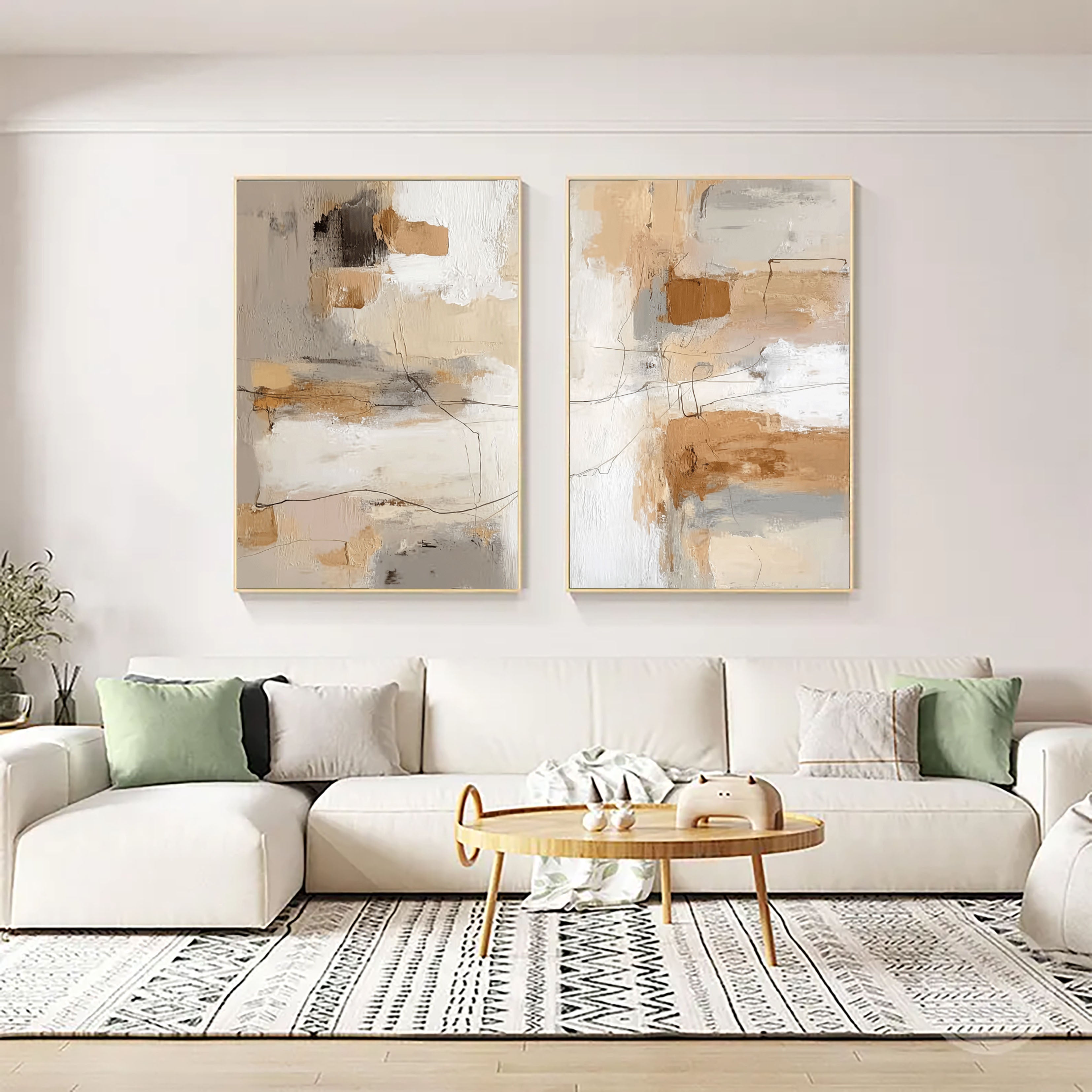 Textured Abstract Harmony | Beige Grey