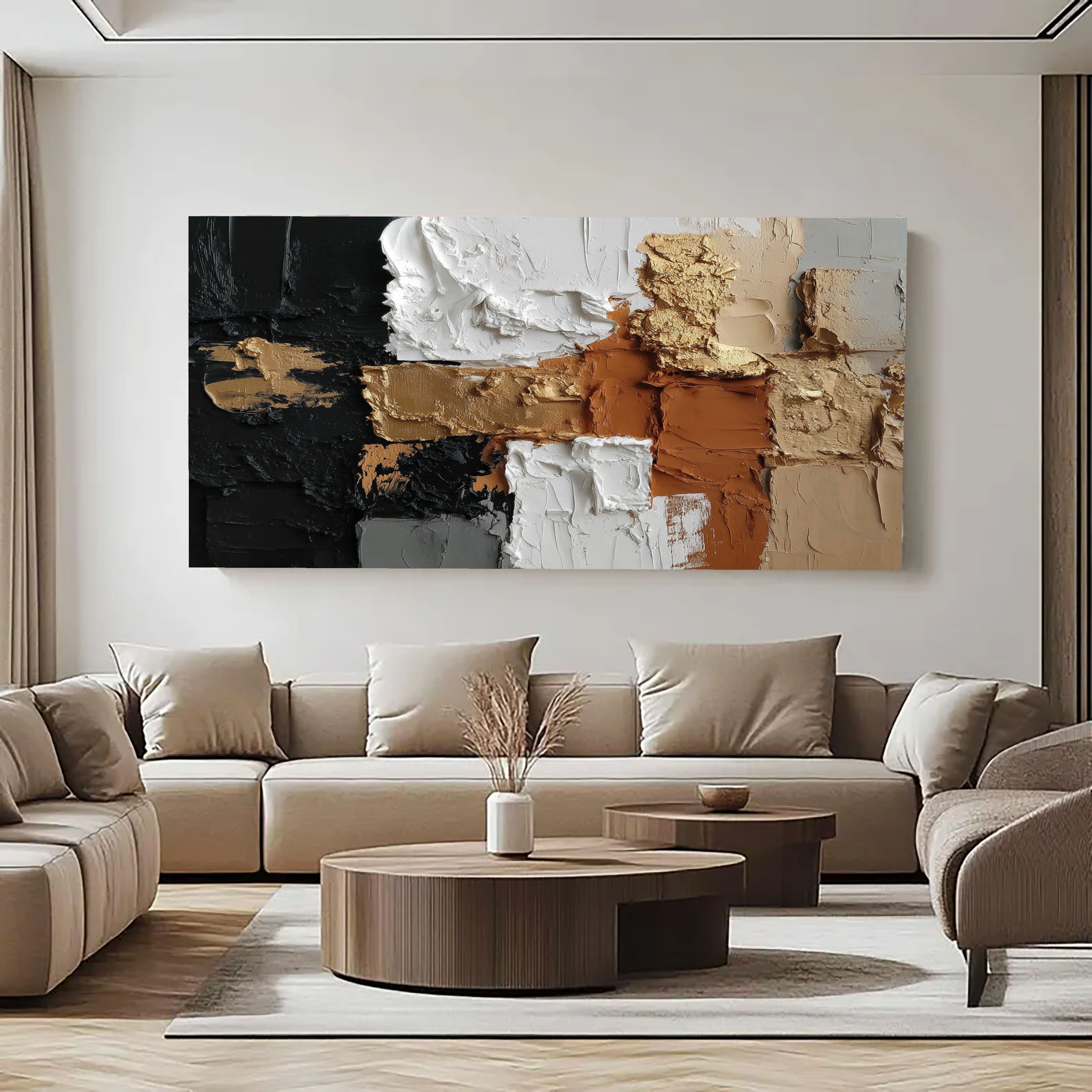 Textured Geometric Blocks | Gilded Noir