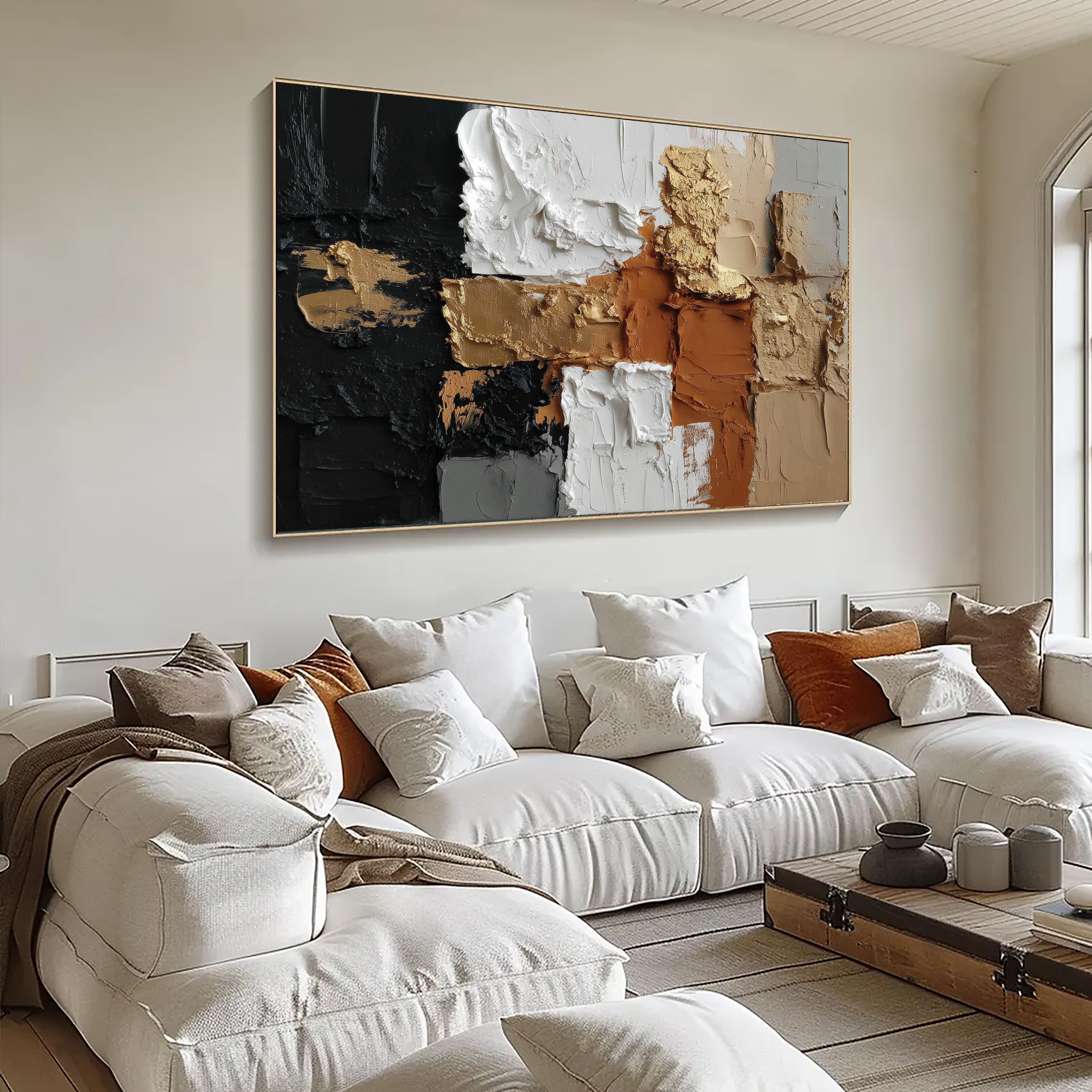 Textured Geometric Blocks | Gilded Noir
