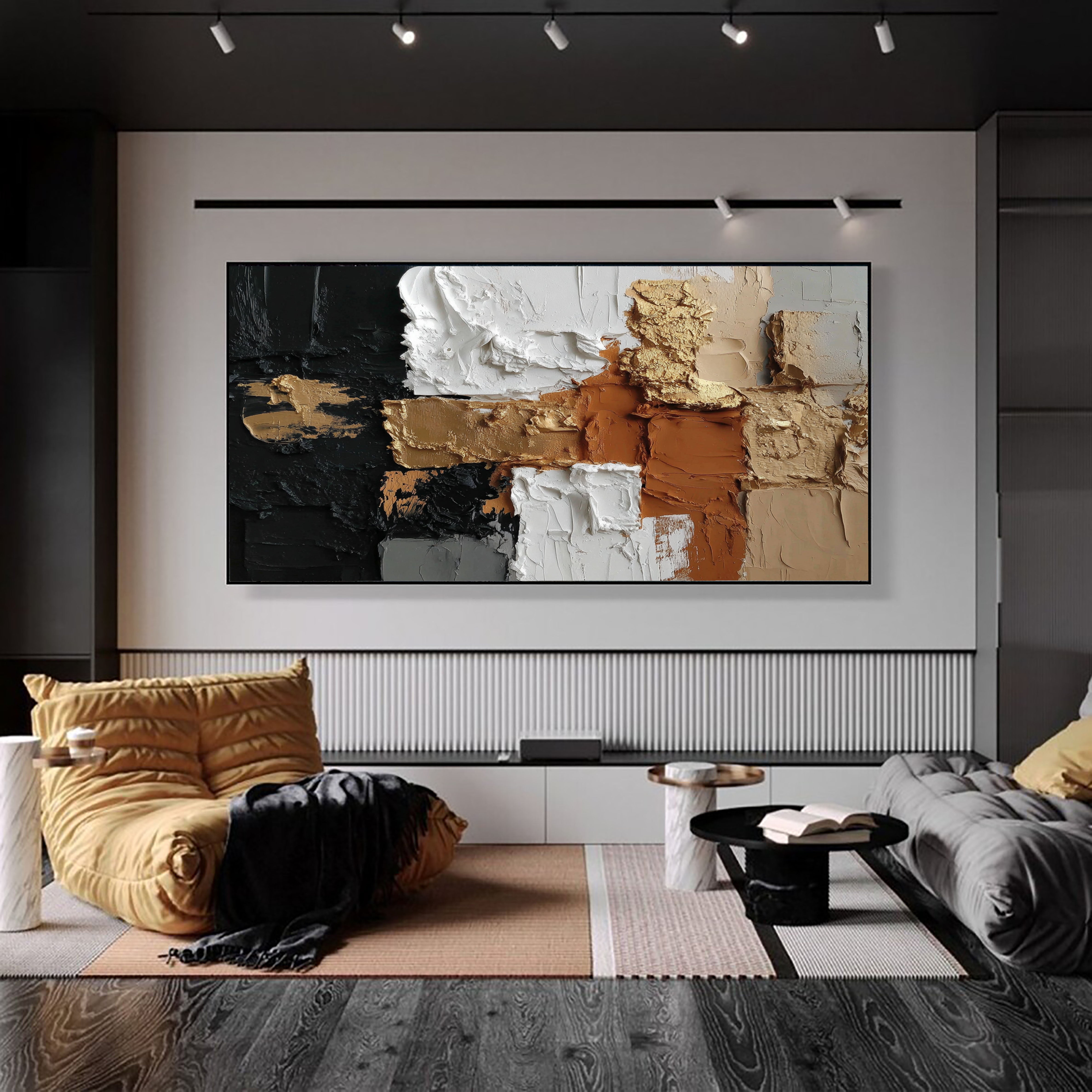 Textured Geometric Blocks | Gilded Noir