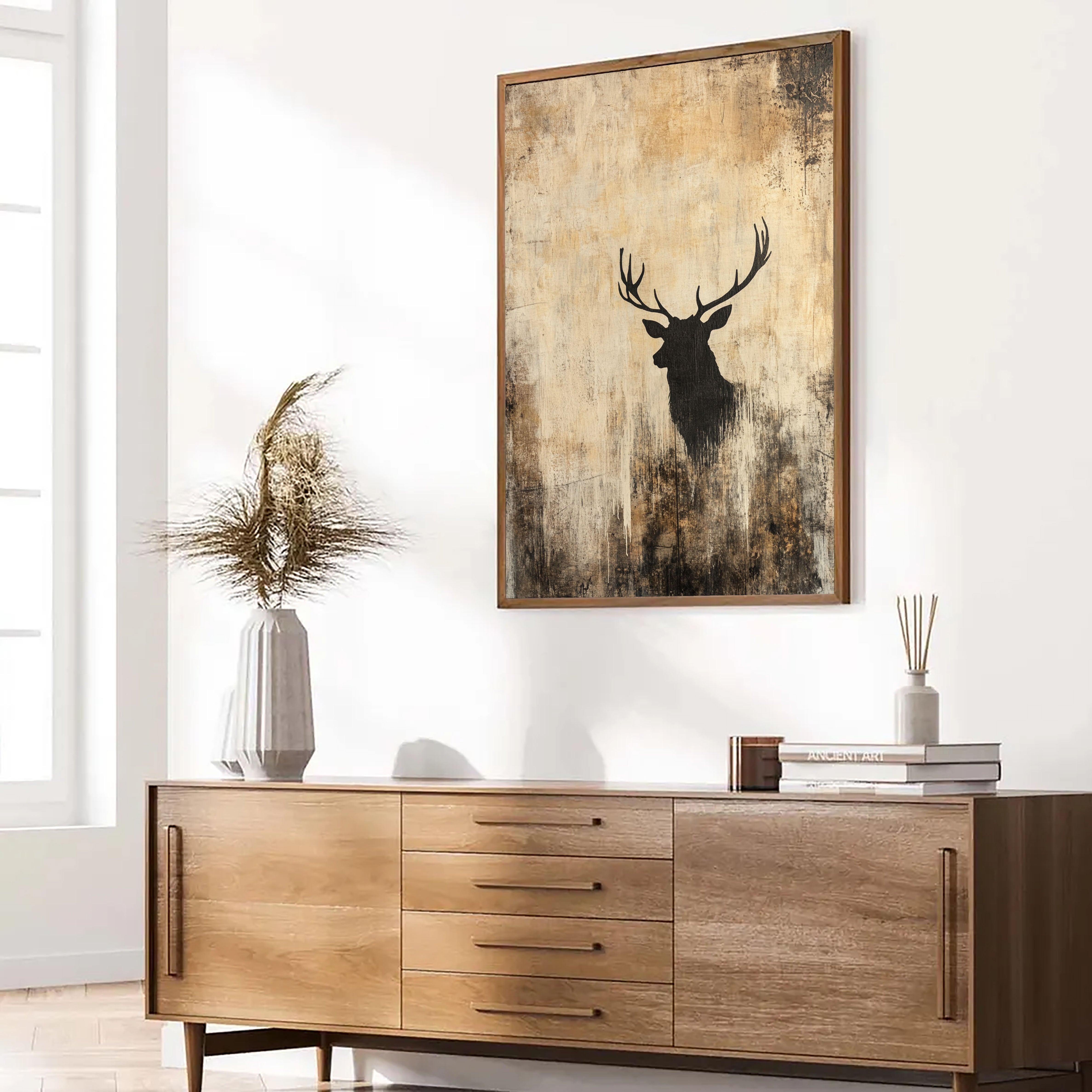 Textured Stag Silhouette | Earthy Hues
