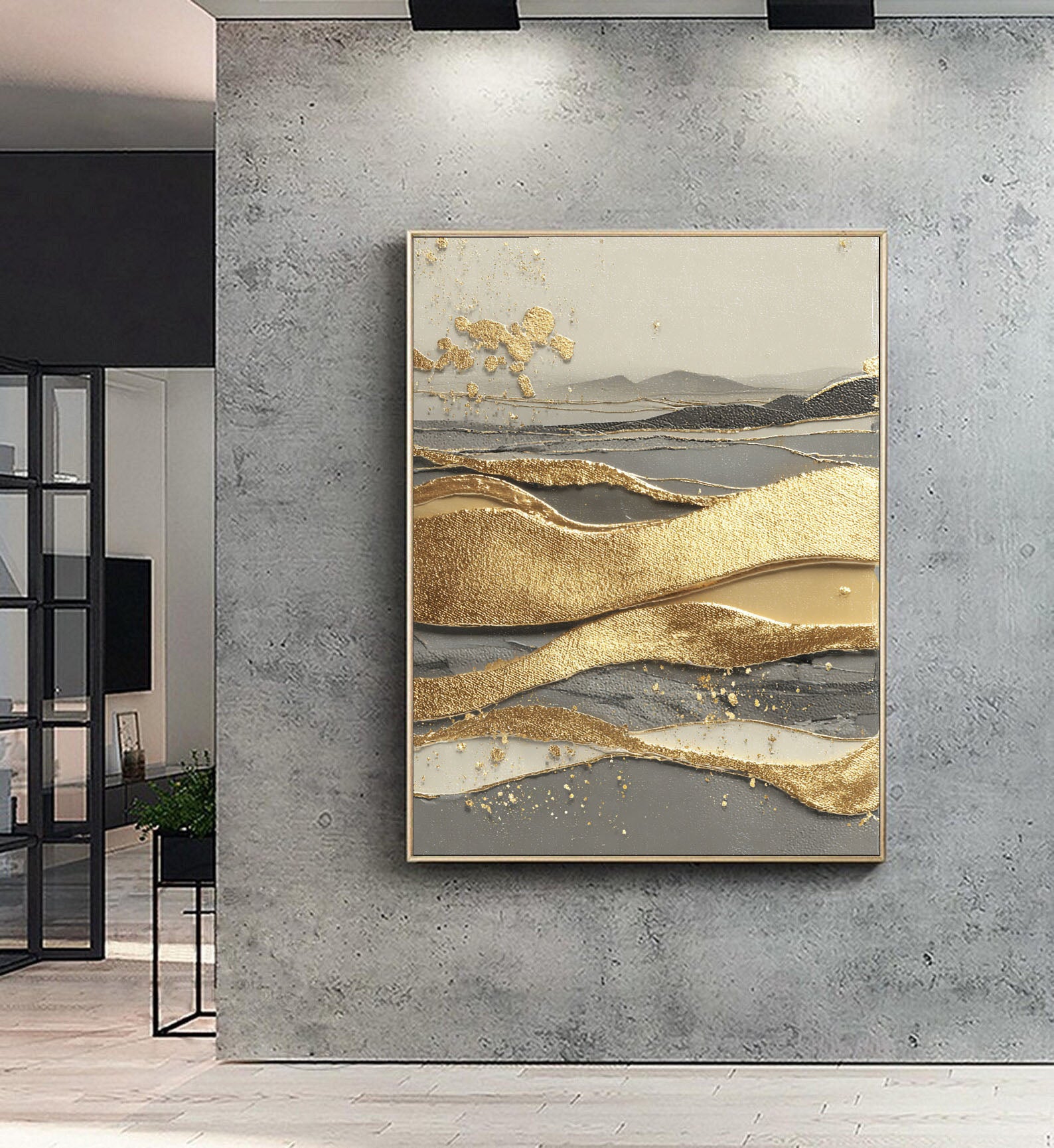 Textured Gilded Waves | Misty Horizon