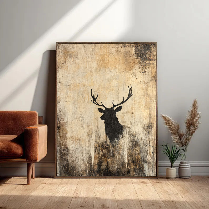 Textured Stag Silhouette | Earthy Hues