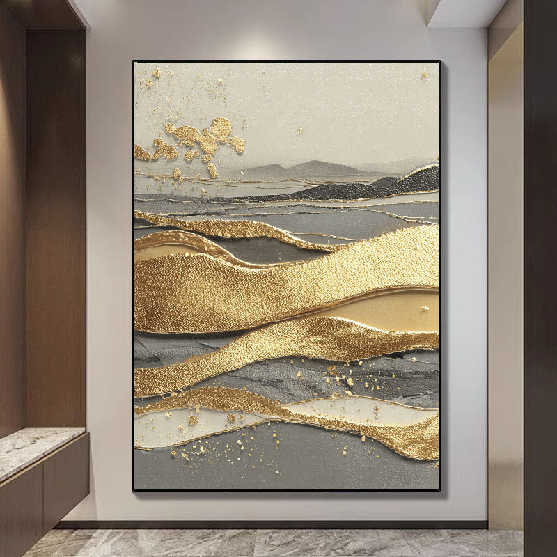 Textured Gilded Waves | Misty Horizon