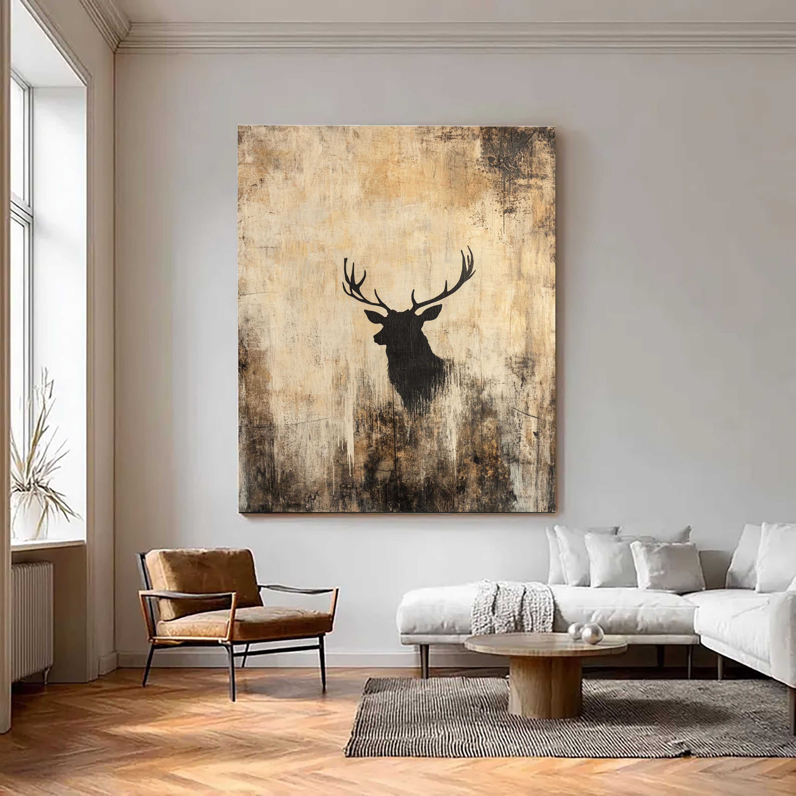 Textured Stag Silhouette | Earthy Hues