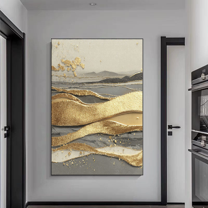 Textured Gilded Waves | Misty Horizon