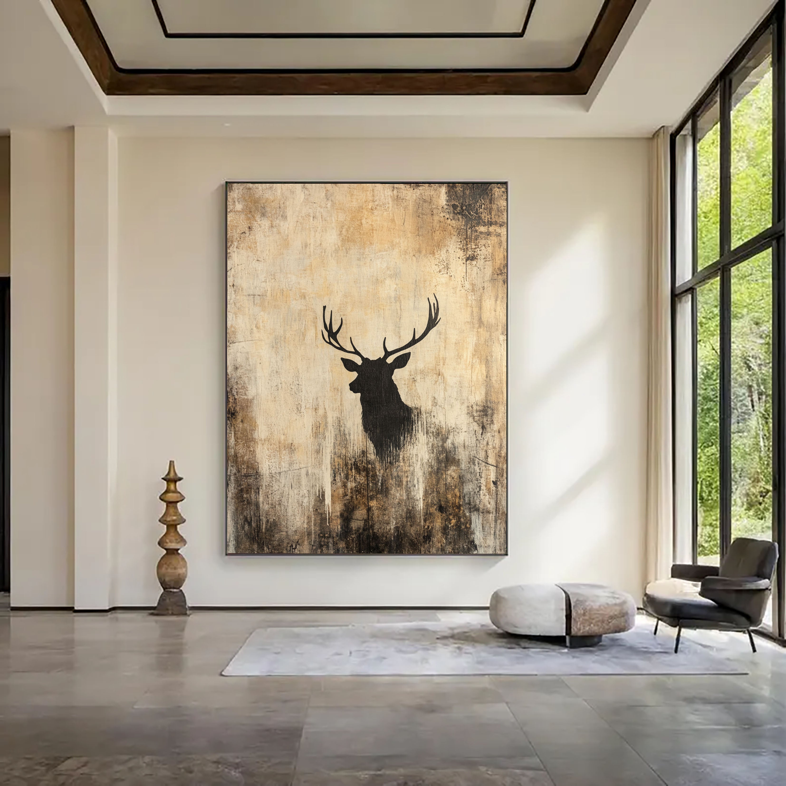 Textured Stag Silhouette | Earthy Hues