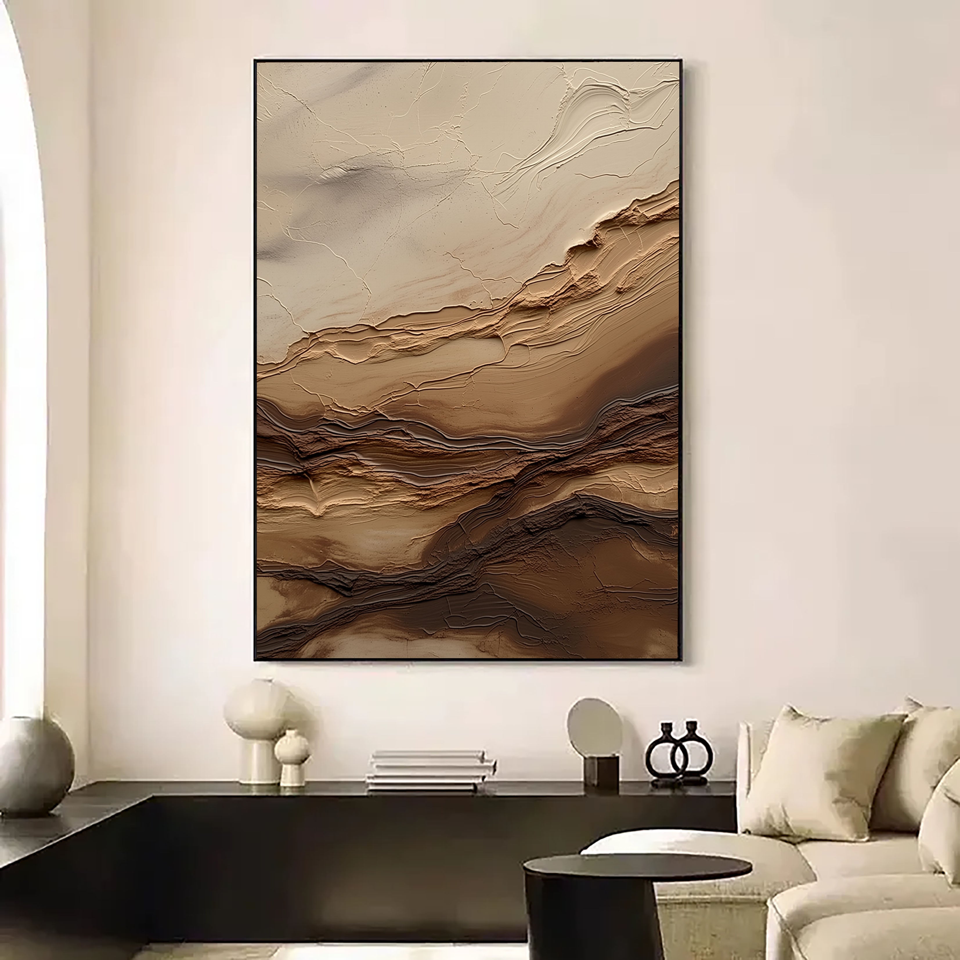 Strukturierte Geländeschichten | Beige Braun