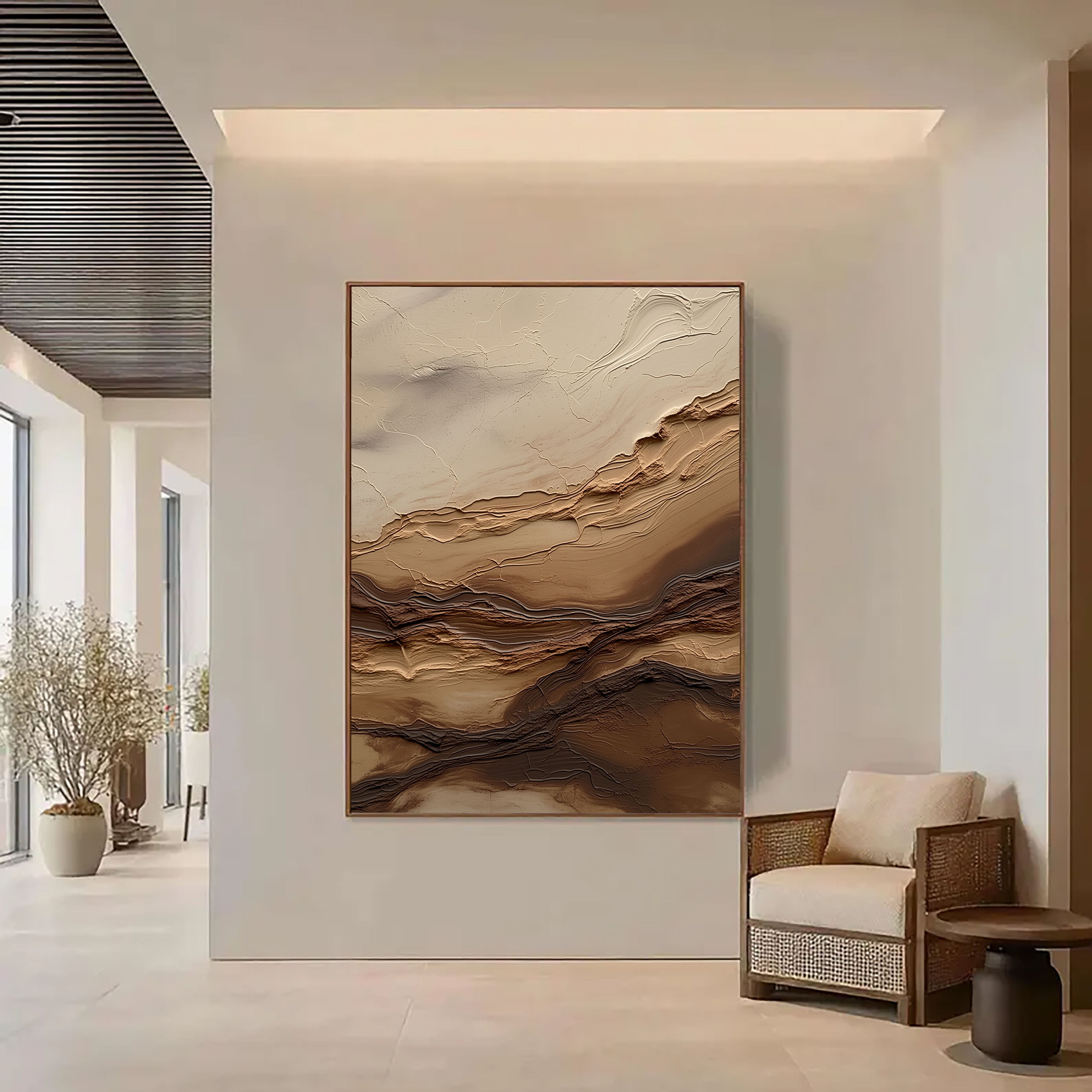 Strukturierte Geländeschichten | Beige Braun
