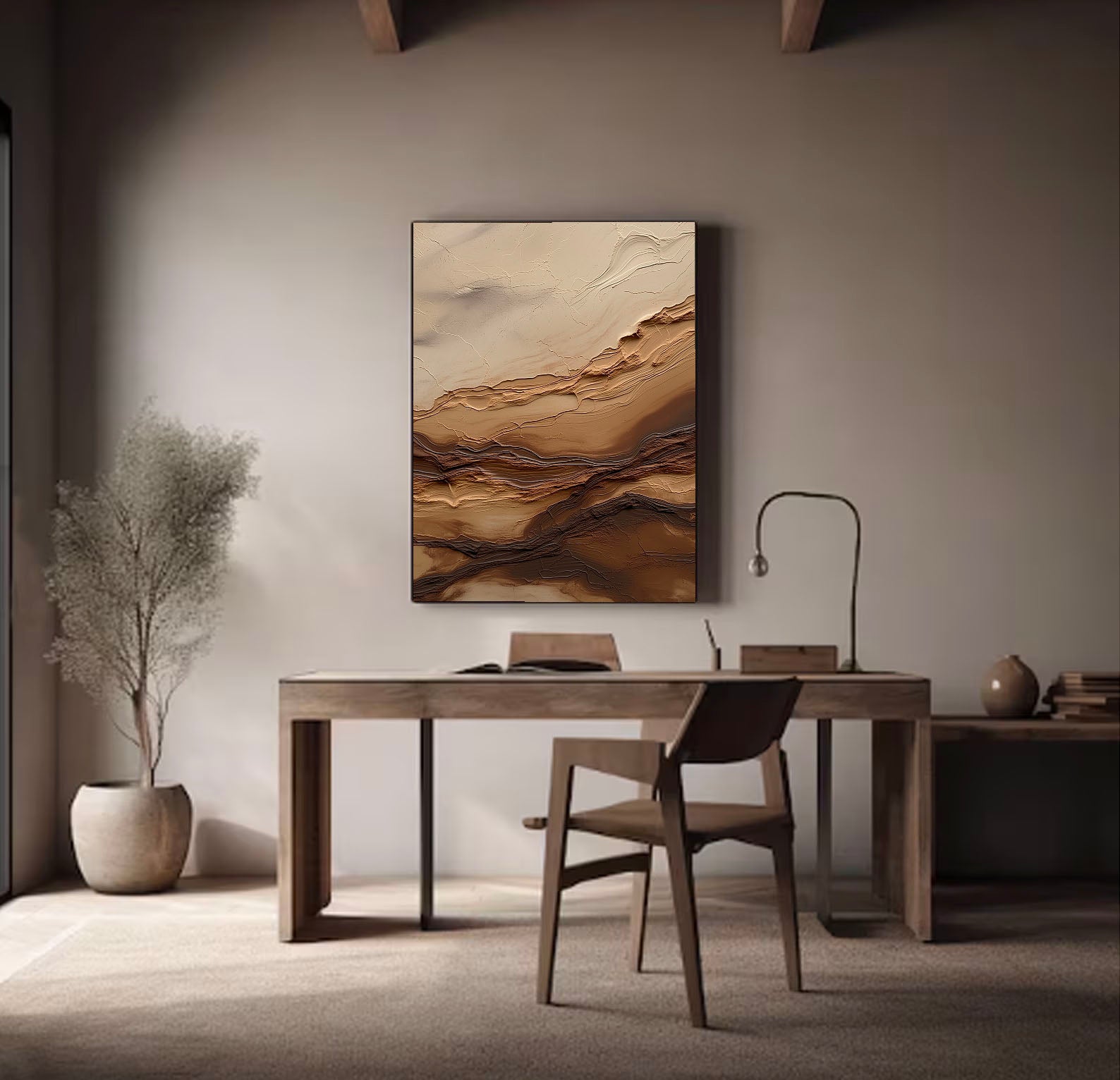 Strukturierte Geländeschichten | Beige Braun