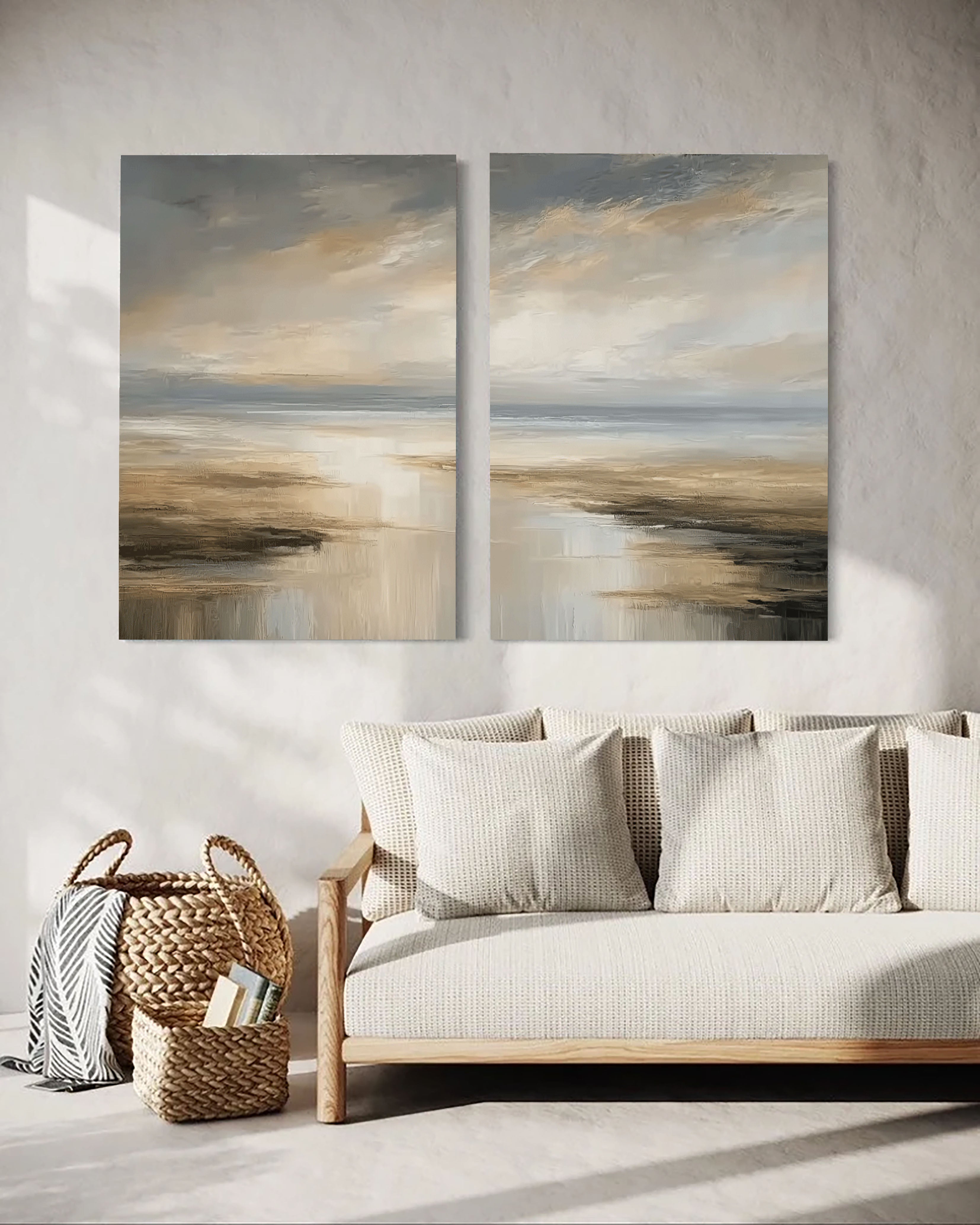 Textured Horizon Layers | Beige Grey