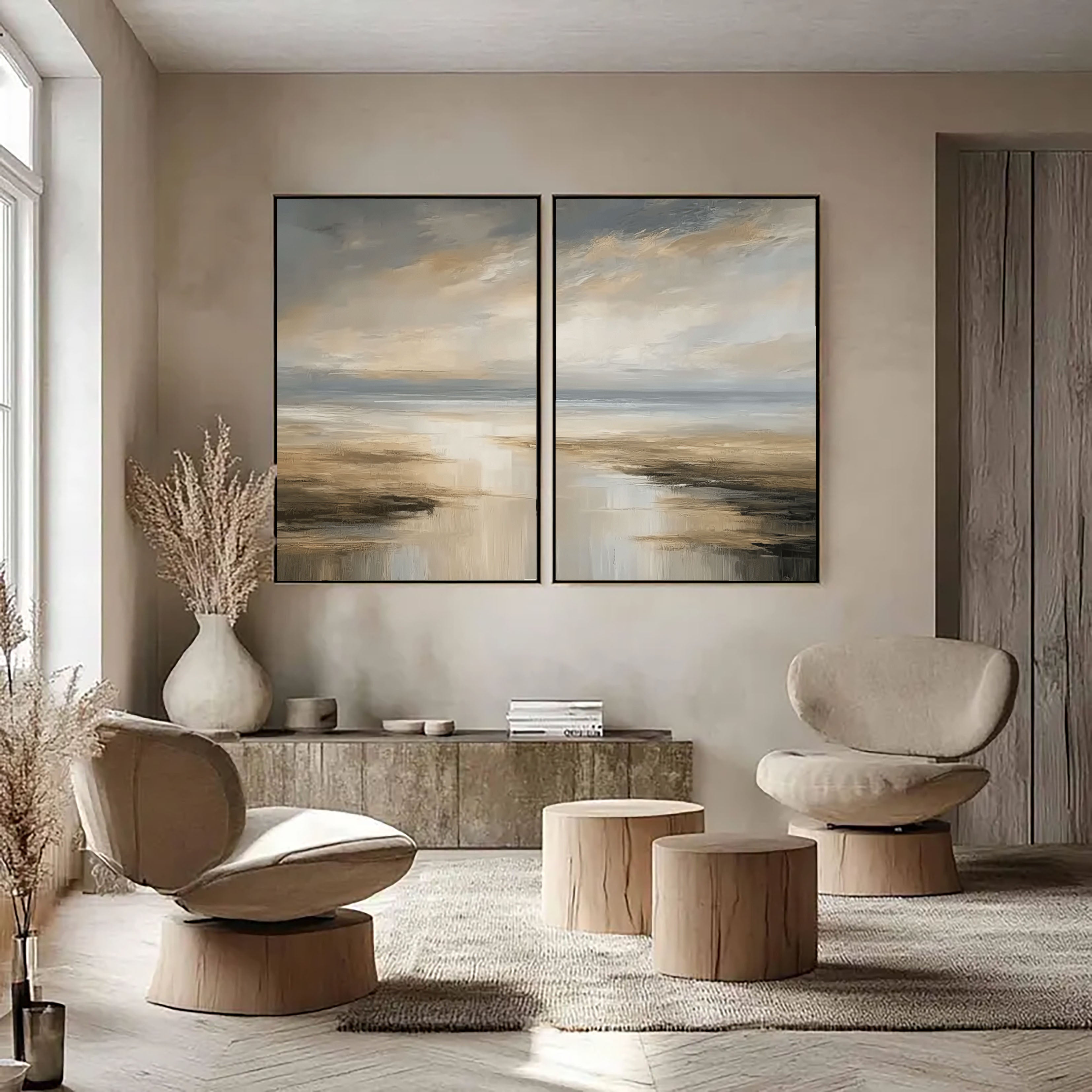 Textured Horizon Layers | Beige Grey