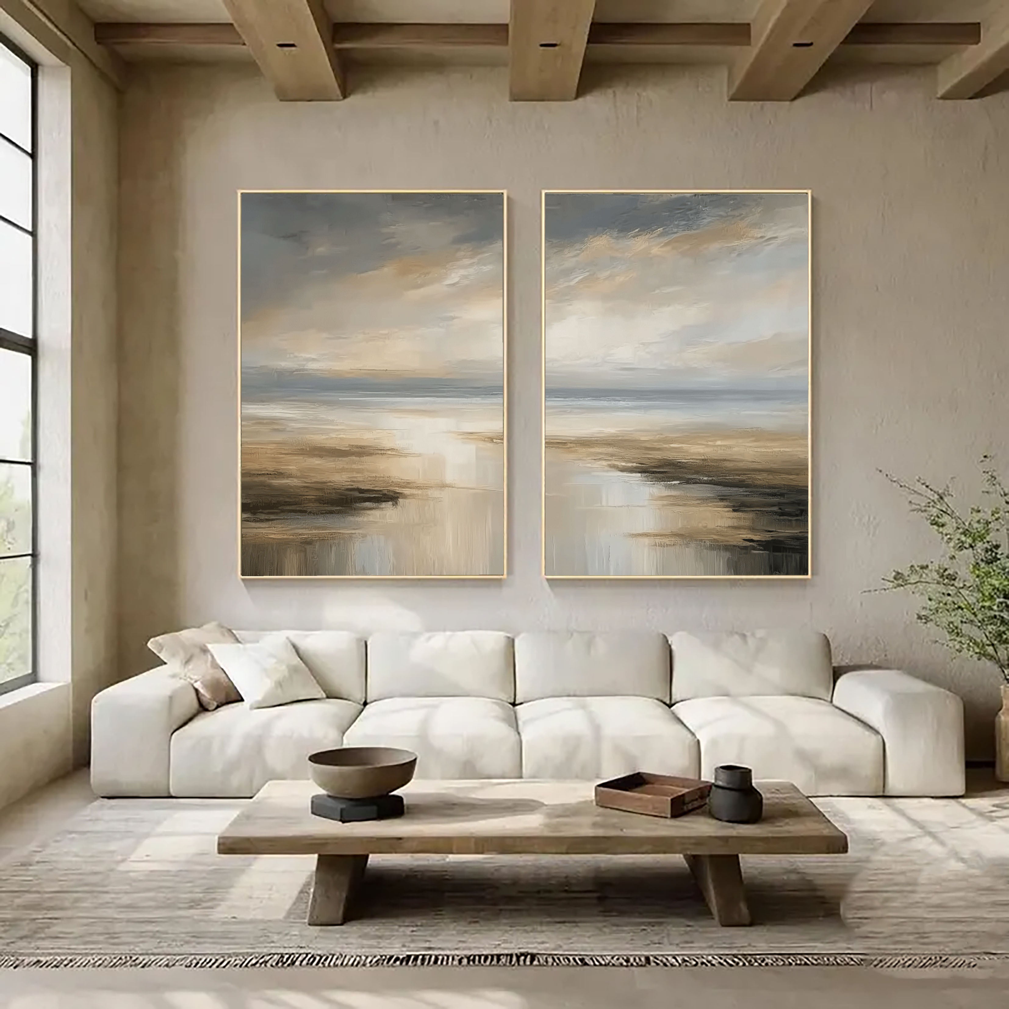 Textured Horizon Layers | Beige Grey