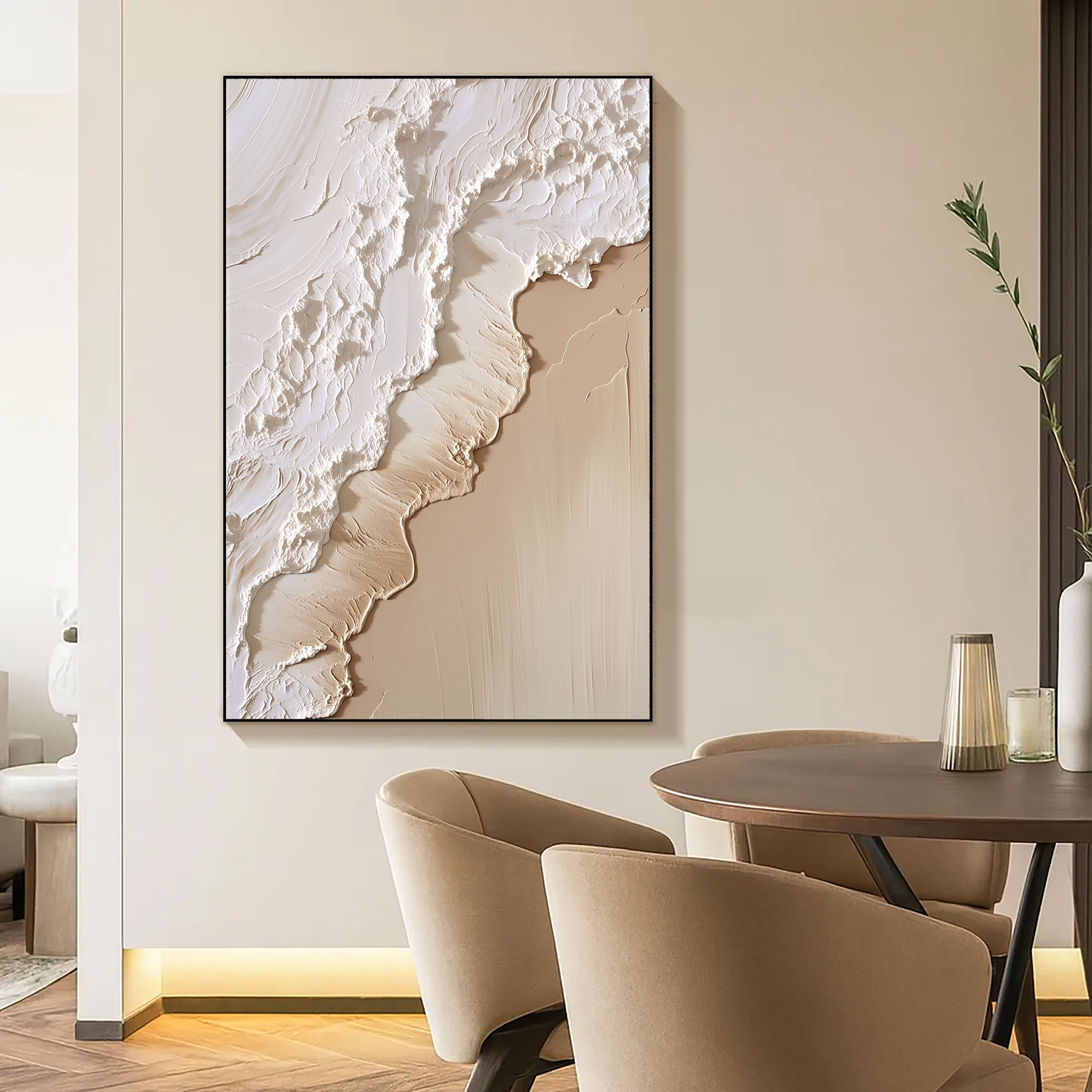 Strukturierte Wellen-Stufen | Creme-Beige