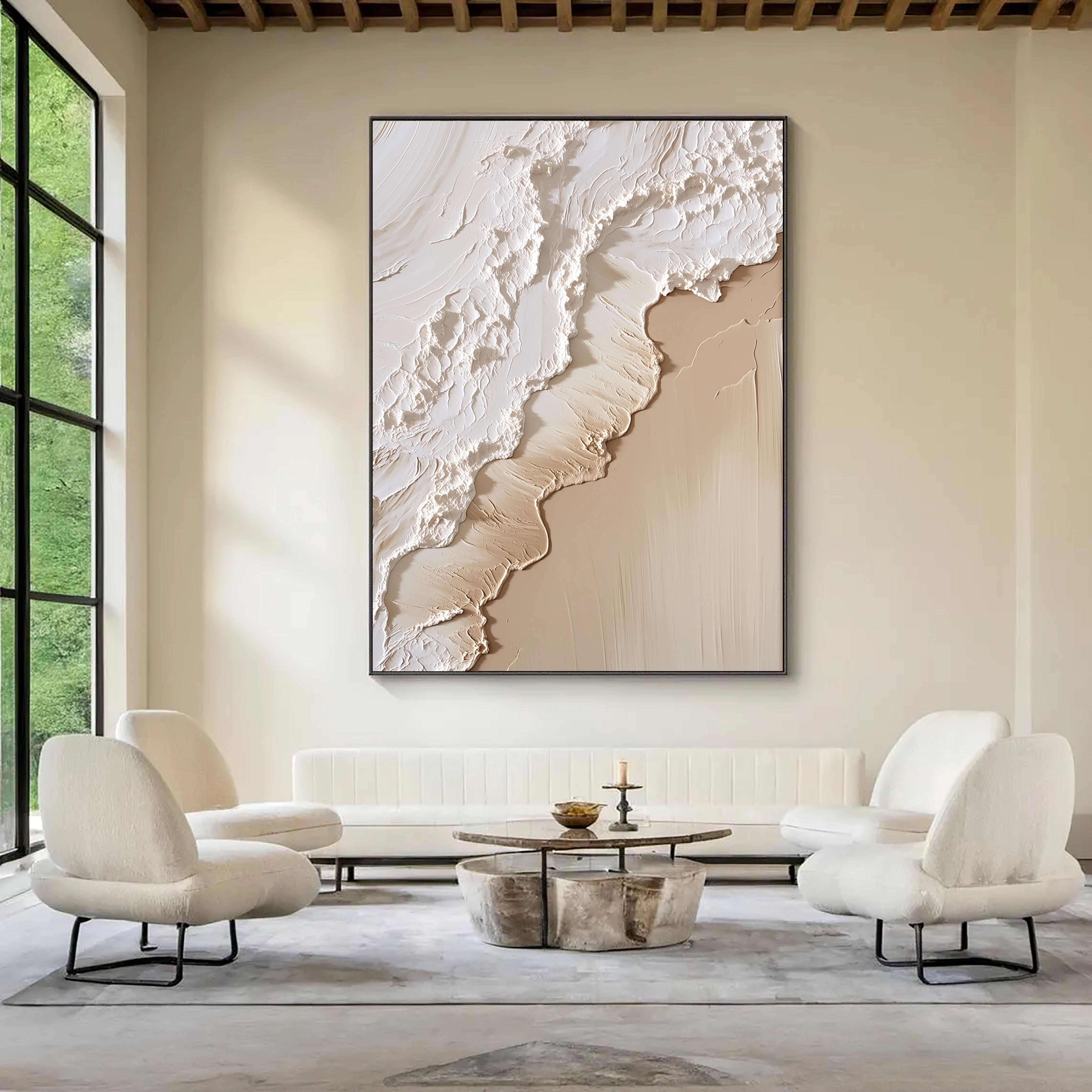 Strukturierte Wellen-Stufen | Creme-Beige
