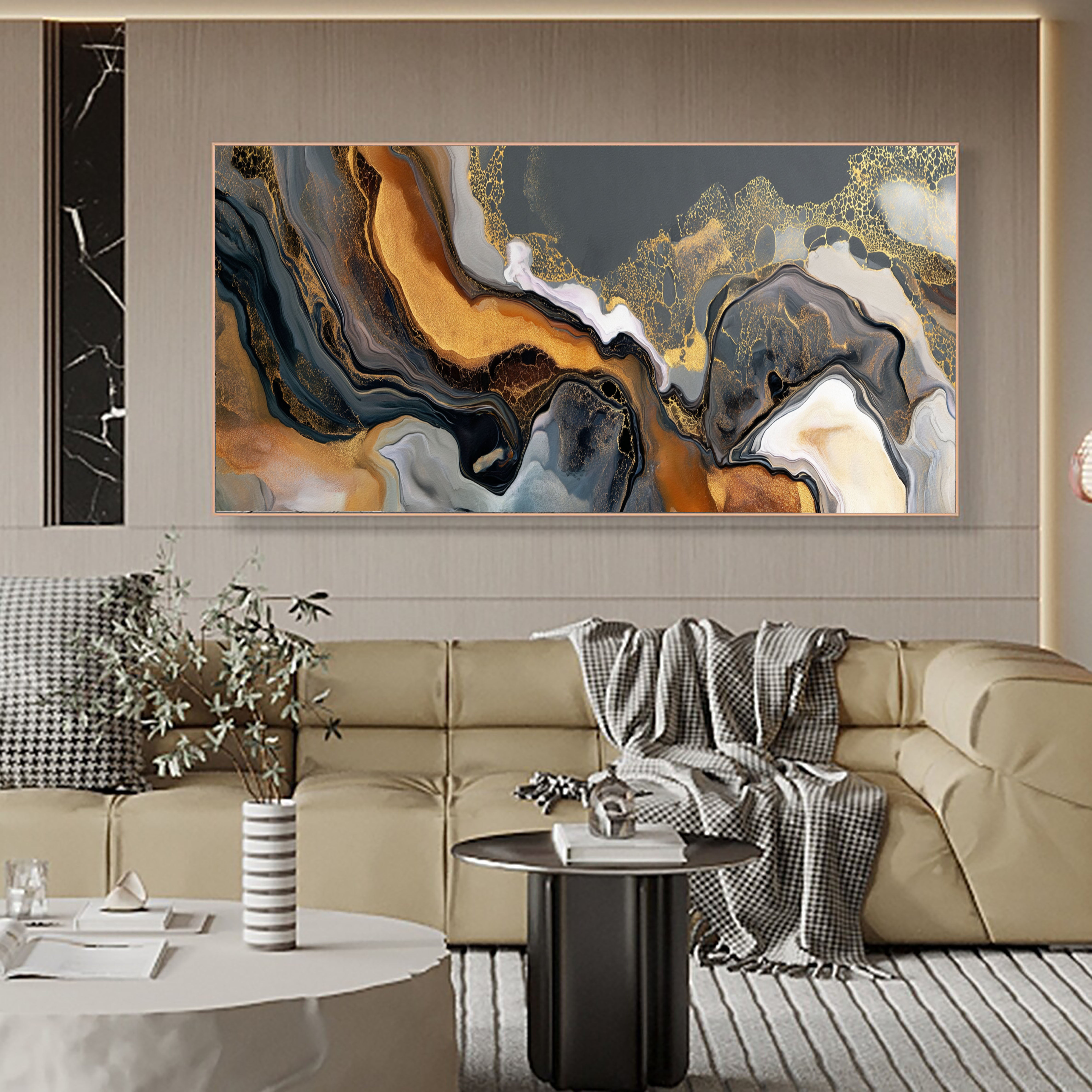 Luxe Veined Currents | Gilded Abstraction