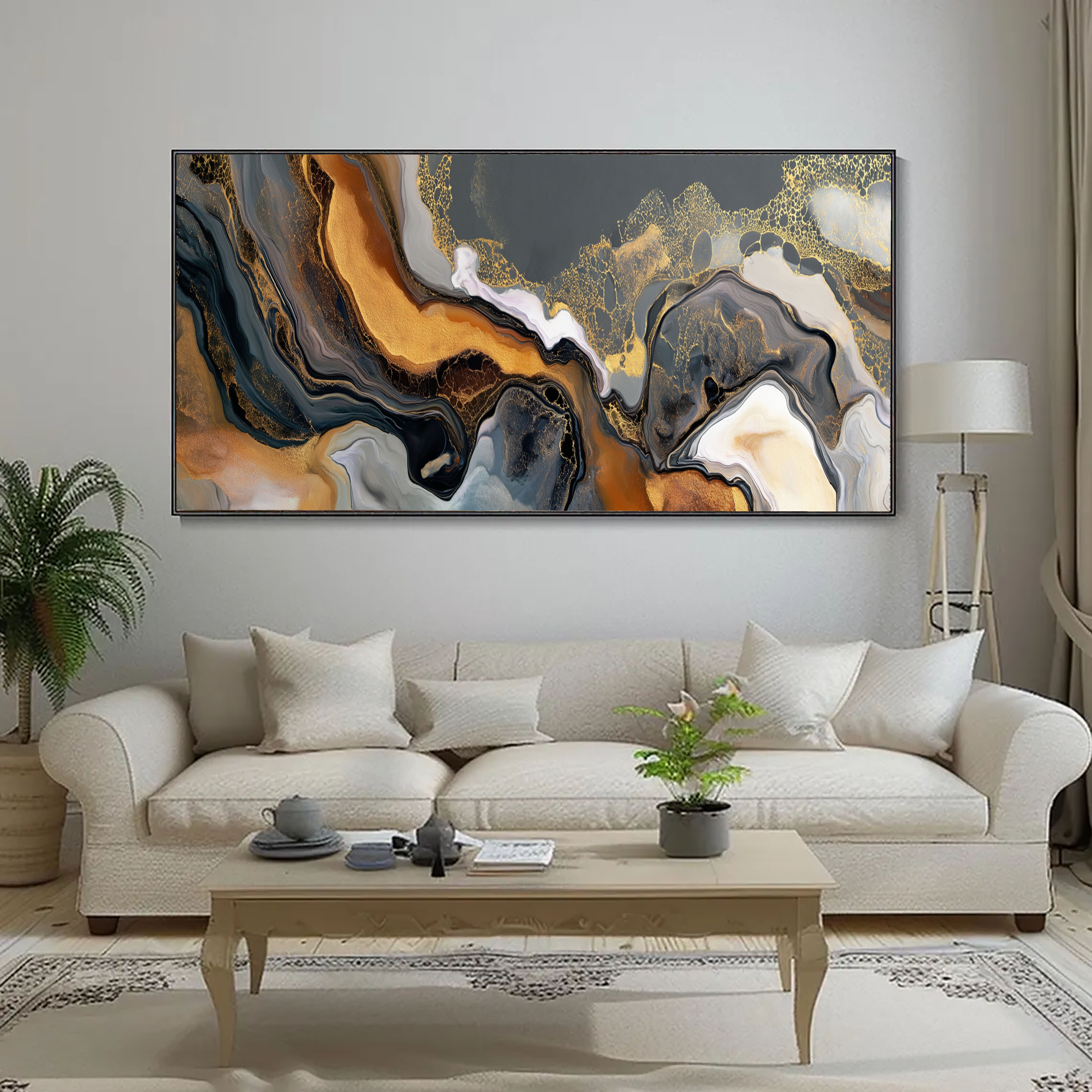 Luxe Veined Currents | Gilded Abstraction