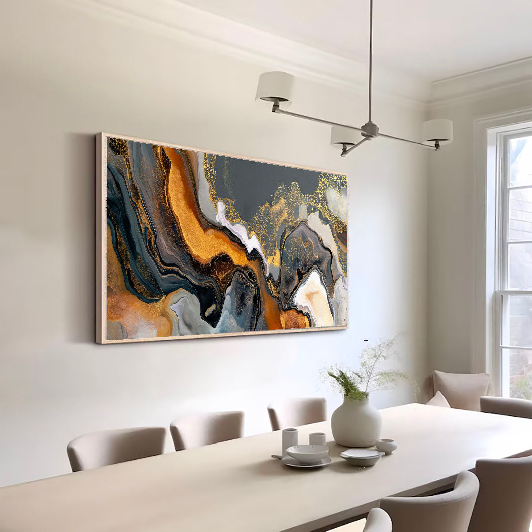 Luxe Veined Currents | Gilded Abstraction