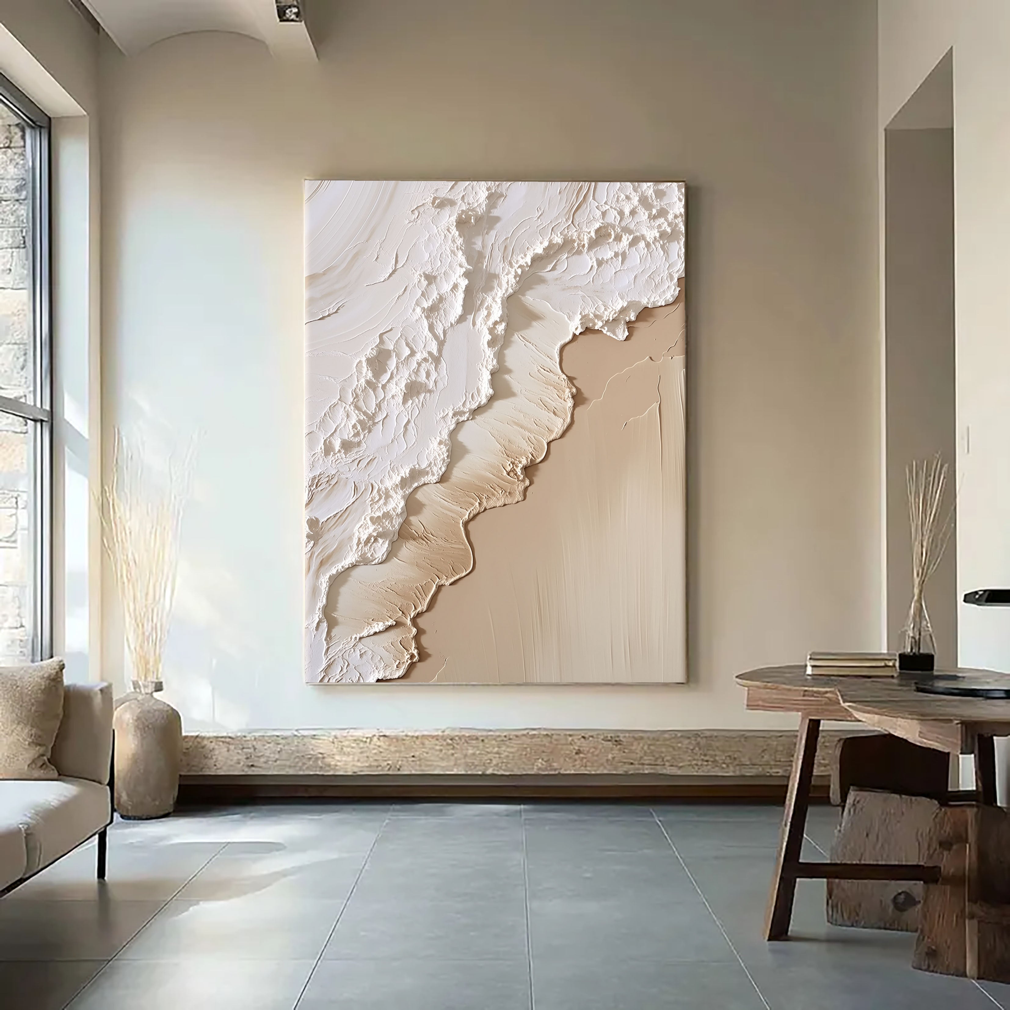 Strukturierte Wellen-Stufen | Creme-Beige