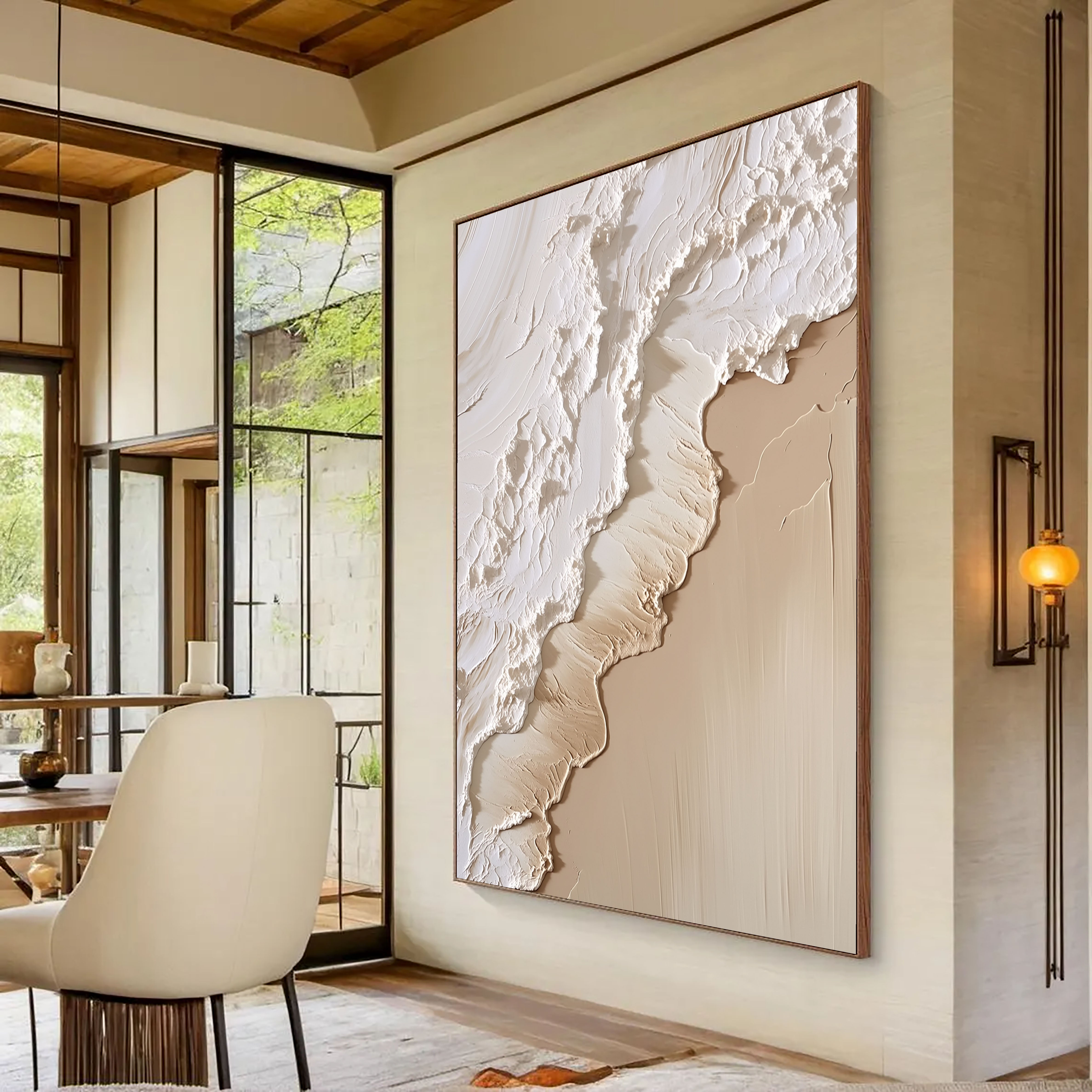 Strukturierte Wellen-Stufen | Creme-Beige