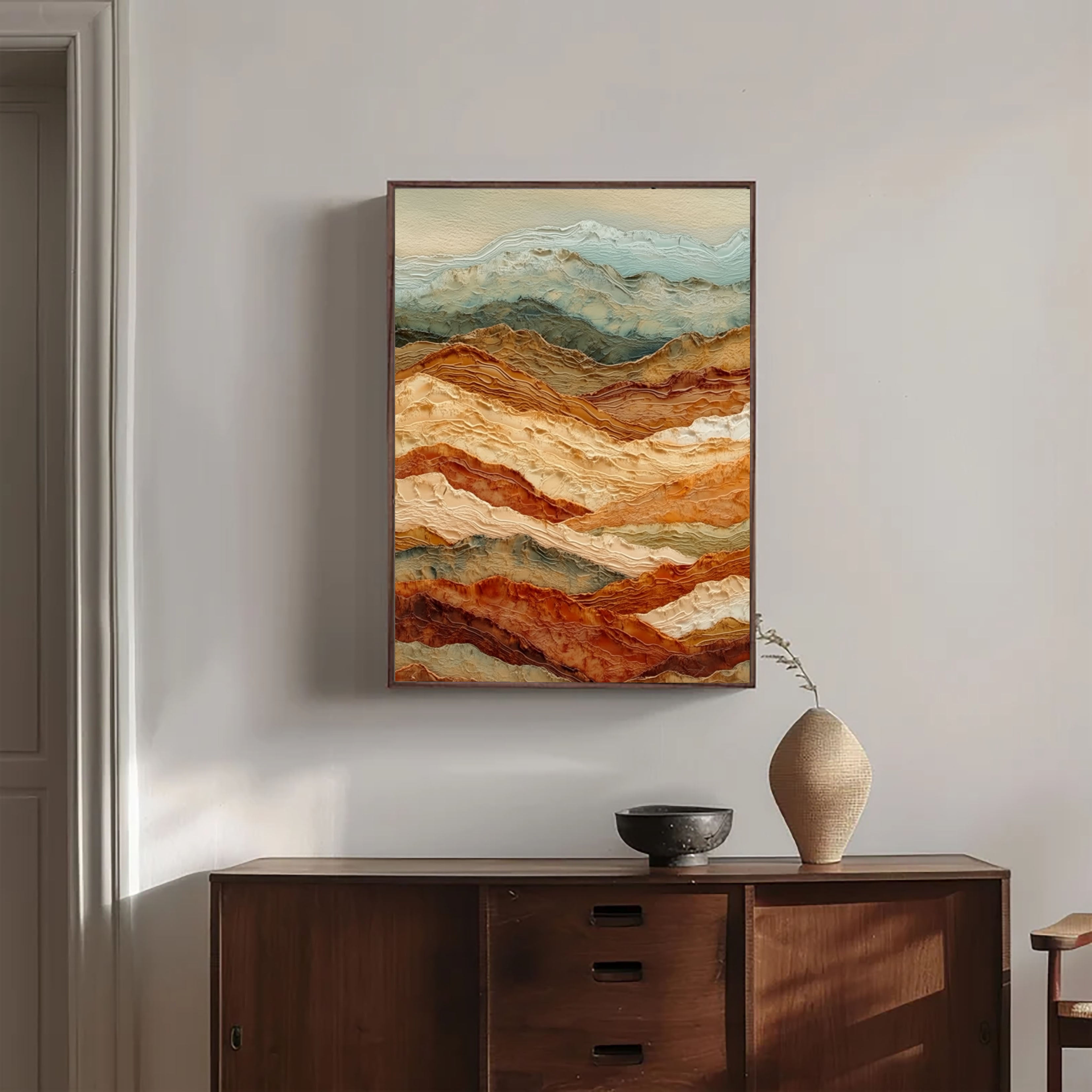 Textured Mountain Strata | Rust Teal