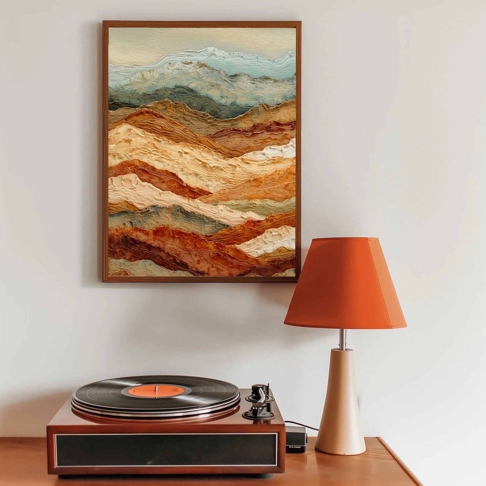 Textured Mountain Strata | Rust Teal