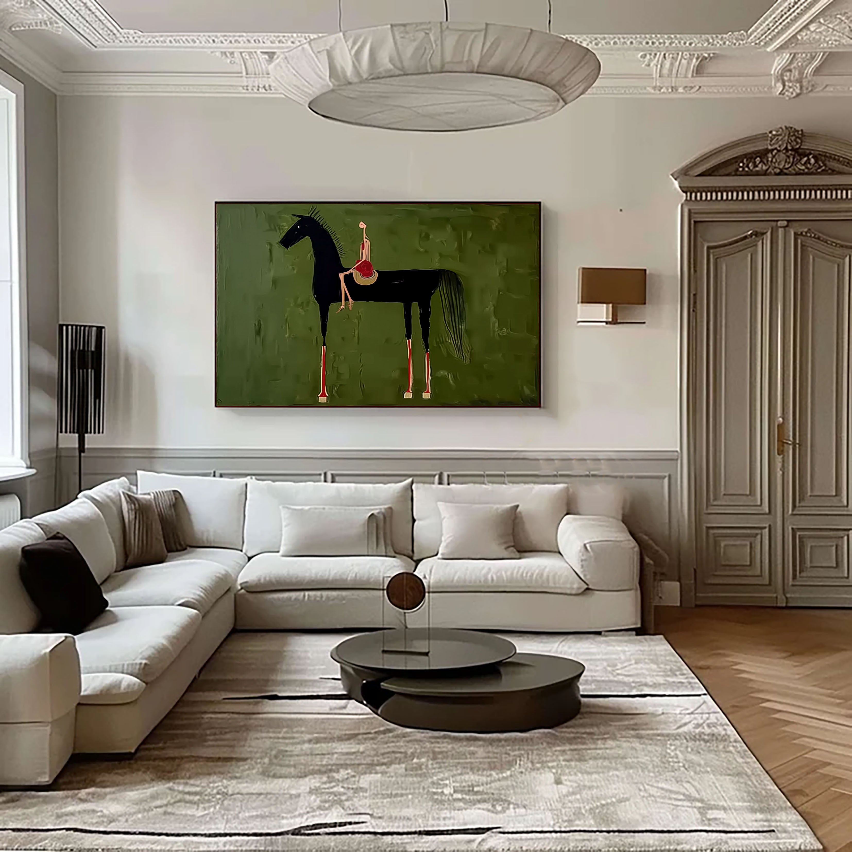 Textured Equestrian Grace | Black Steed