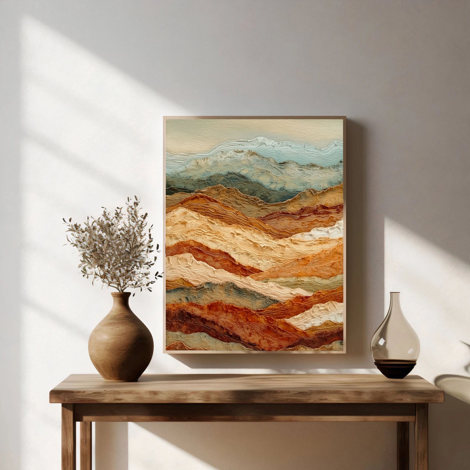 Textured Mountain Strata | Rust Teal
