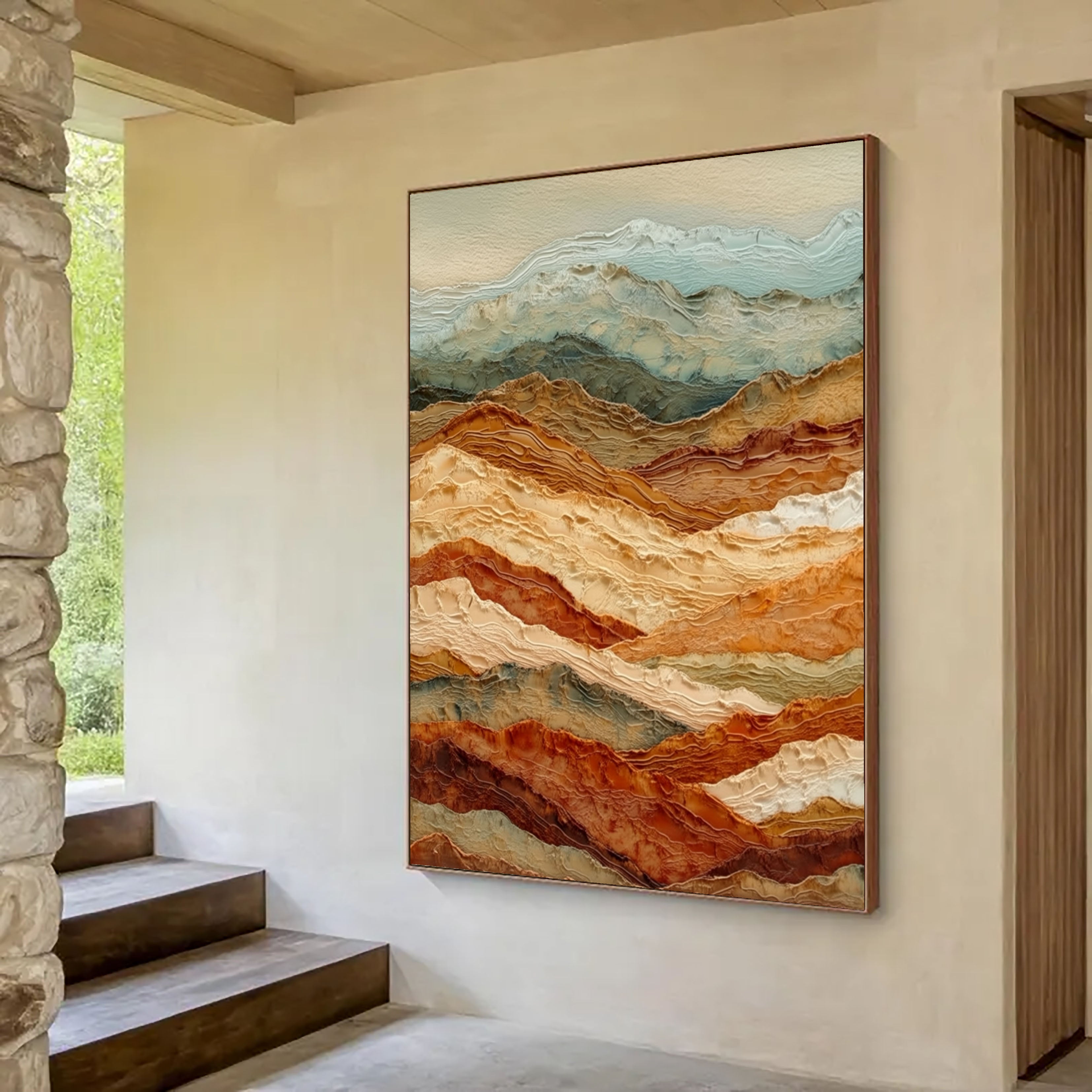 Textured Mountain Strata | Rust Teal