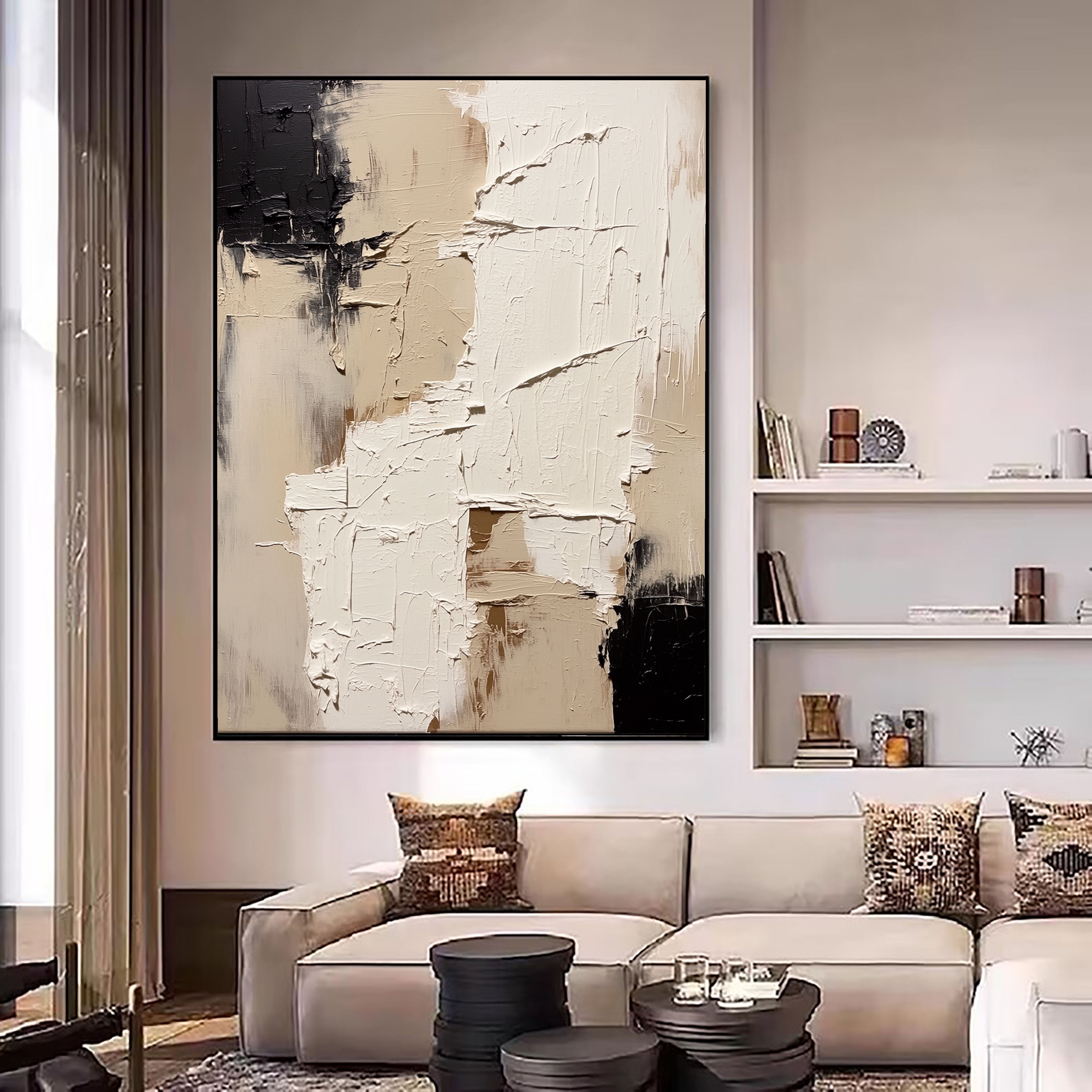 Textured Fragmented Layers | Black Beige