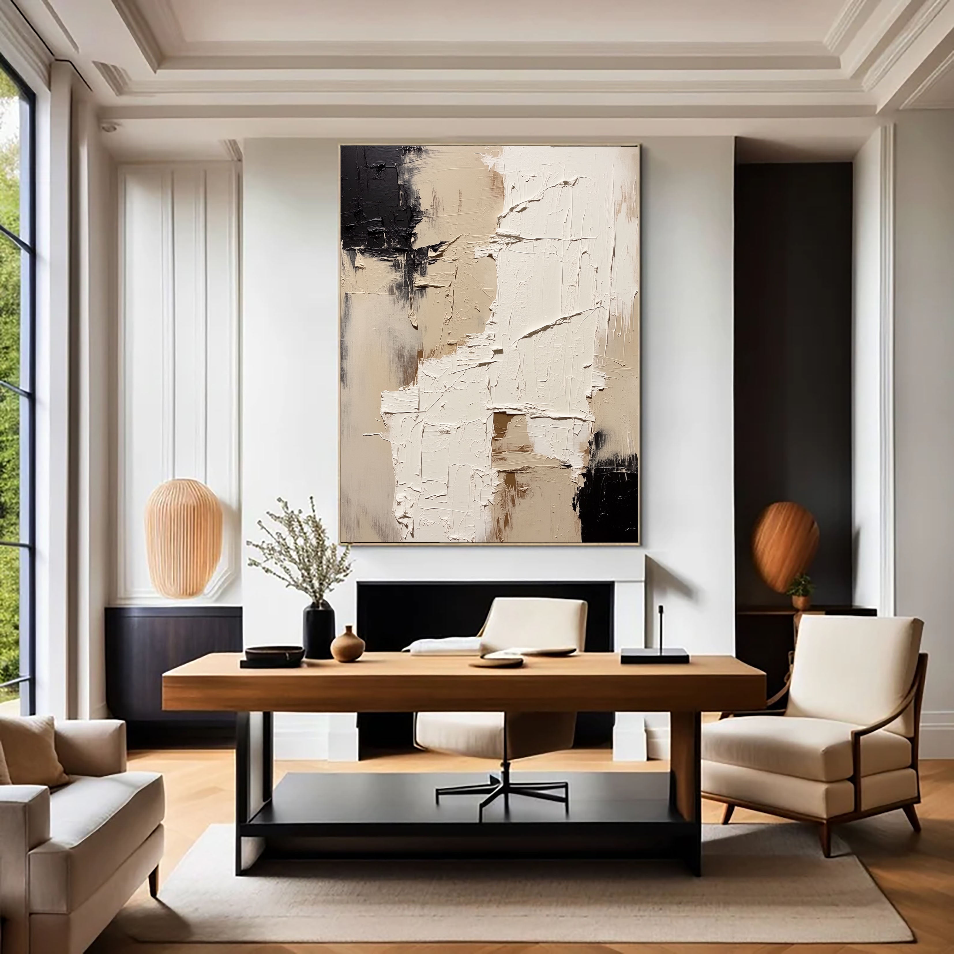 Textured Fragmented Layers | Black Beige