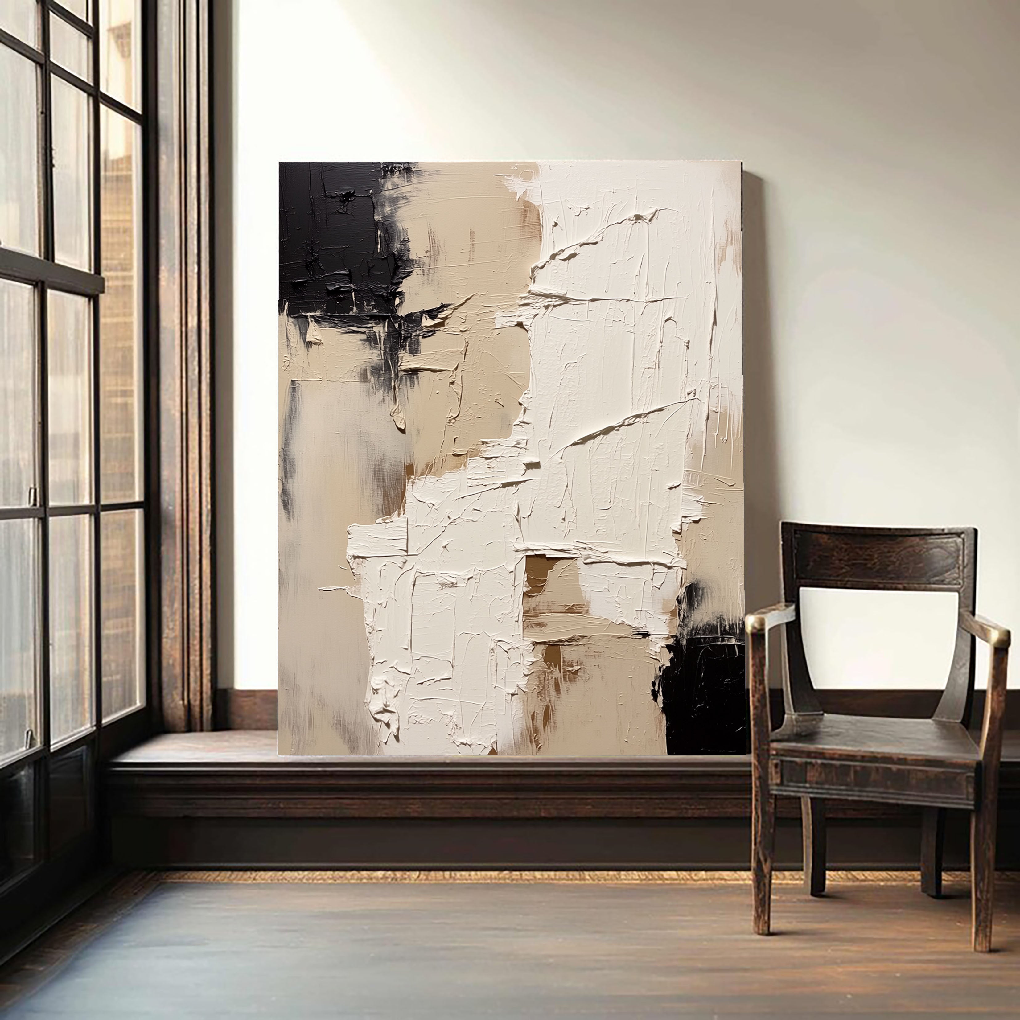 Textured Fragmented Layers | Black Beige