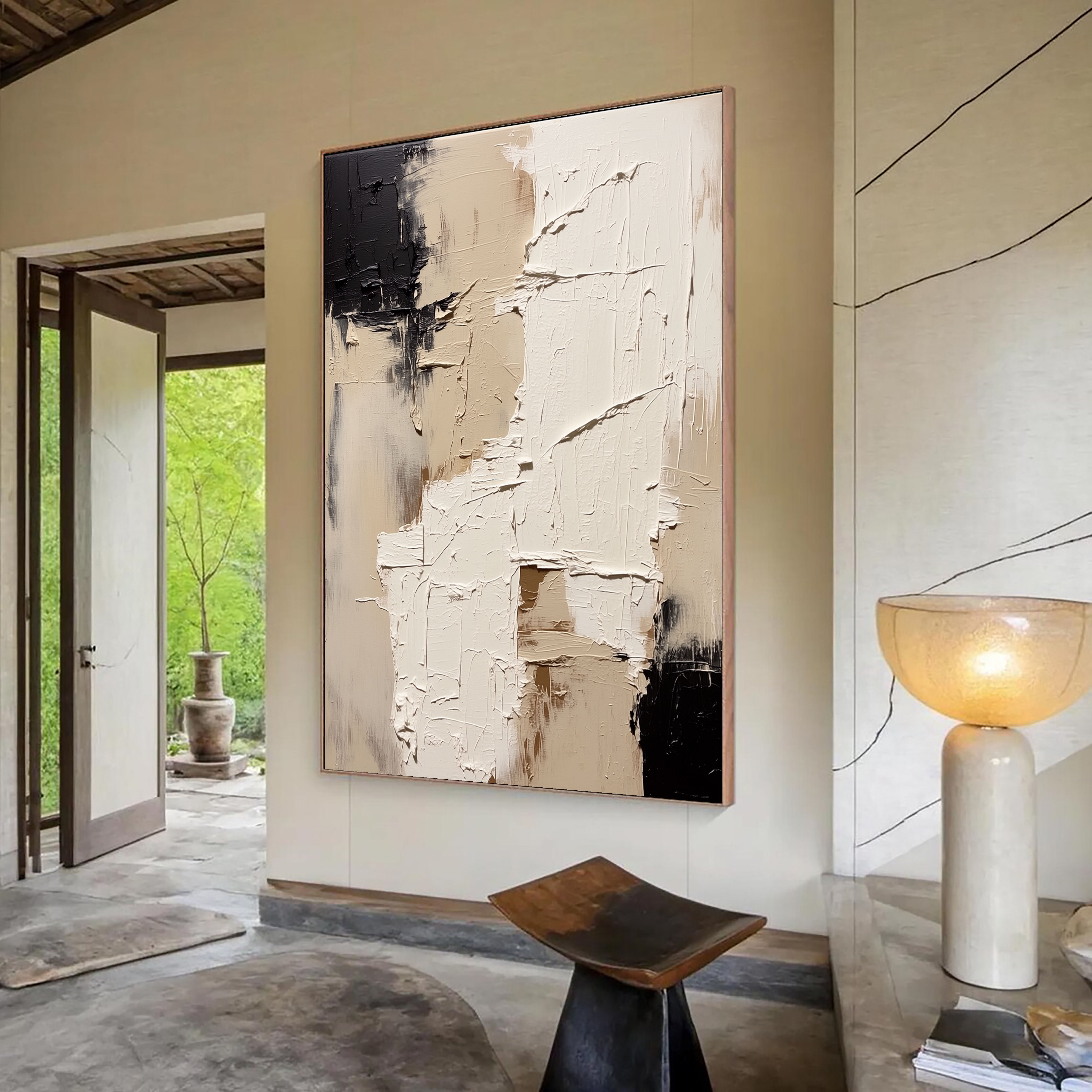 Textured Fragmented Layers | Black Beige