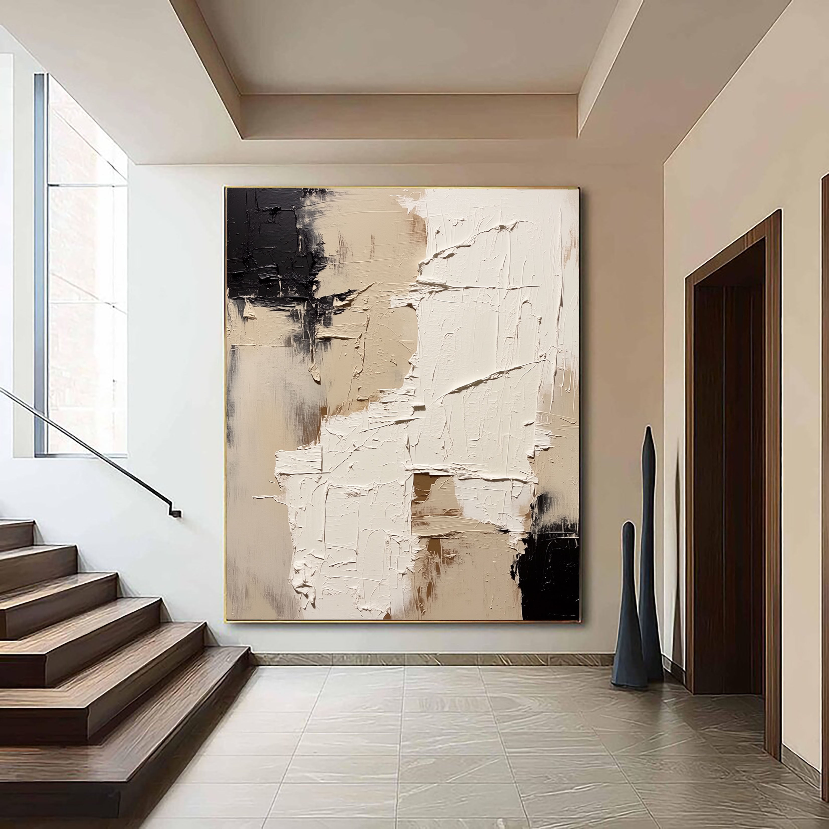 Textured Fragmented Layers | Black Beige
