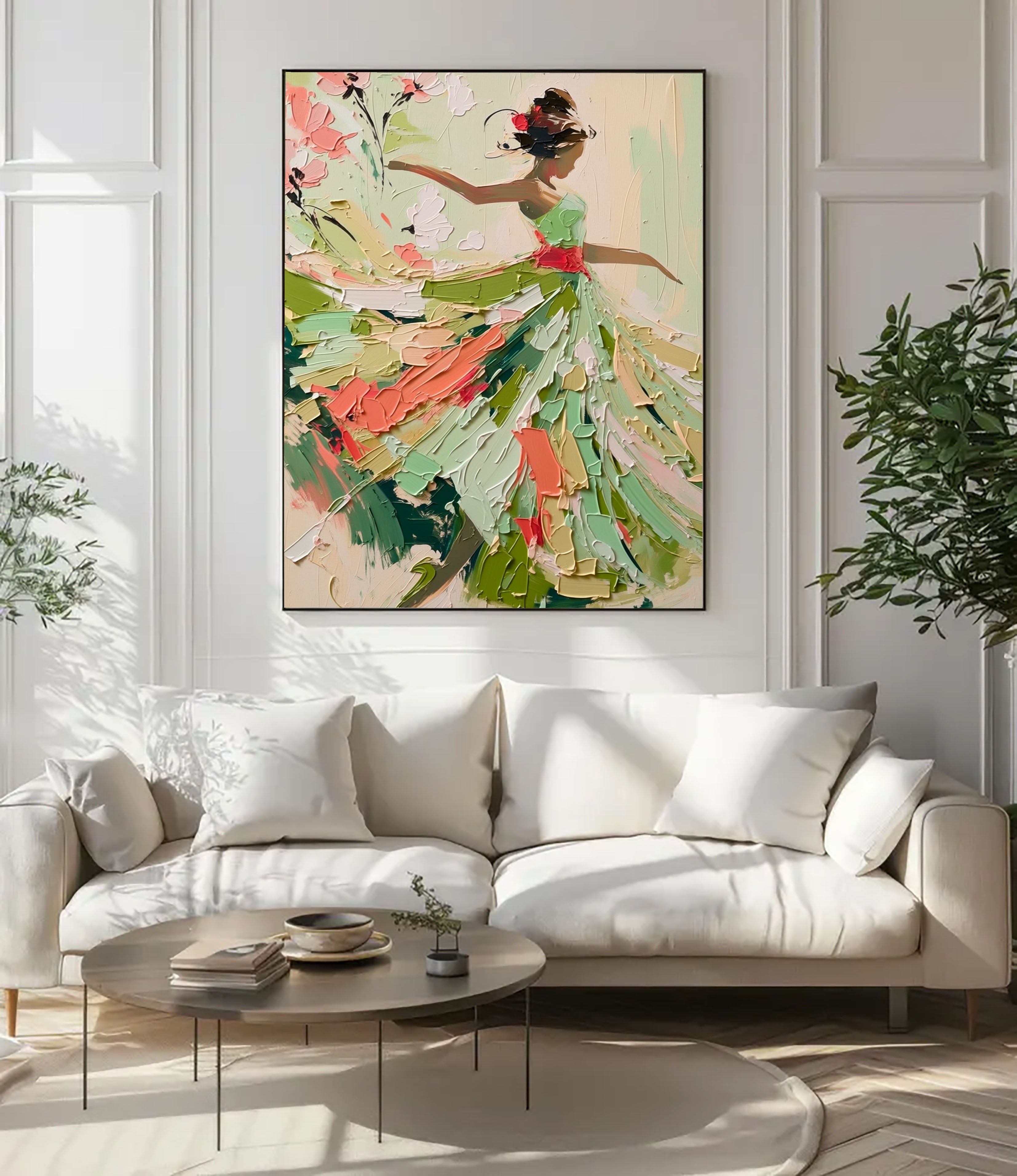 Textured Dancing Figure | Green Coral