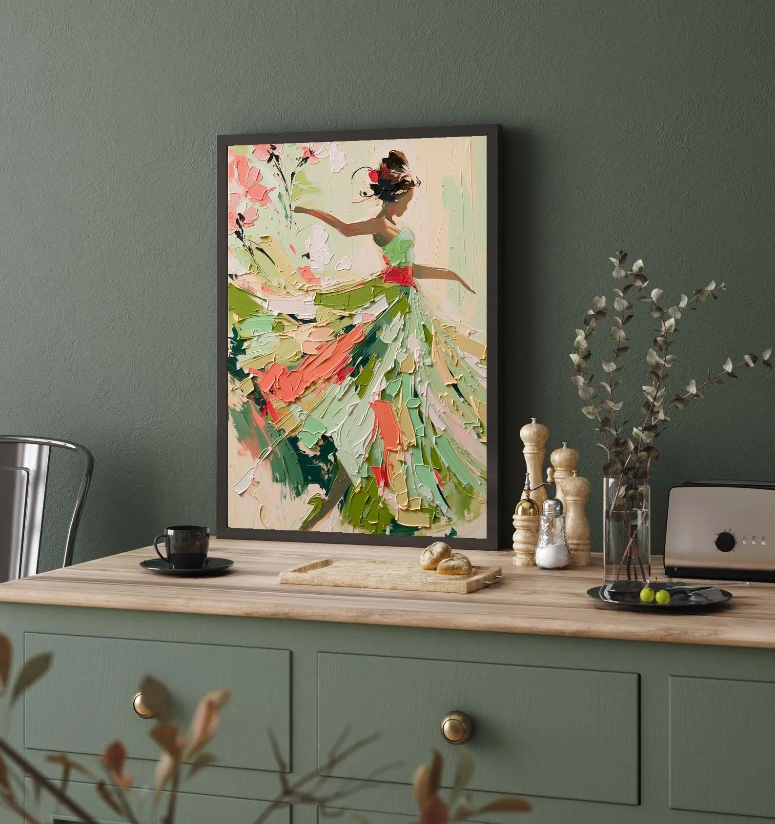 Textured Dancing Figure | Green Coral