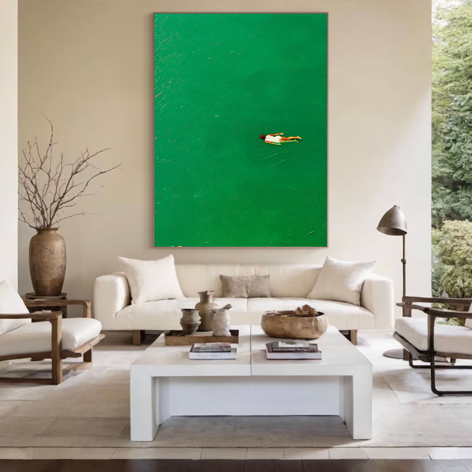Textured Water Ripples | Green White
