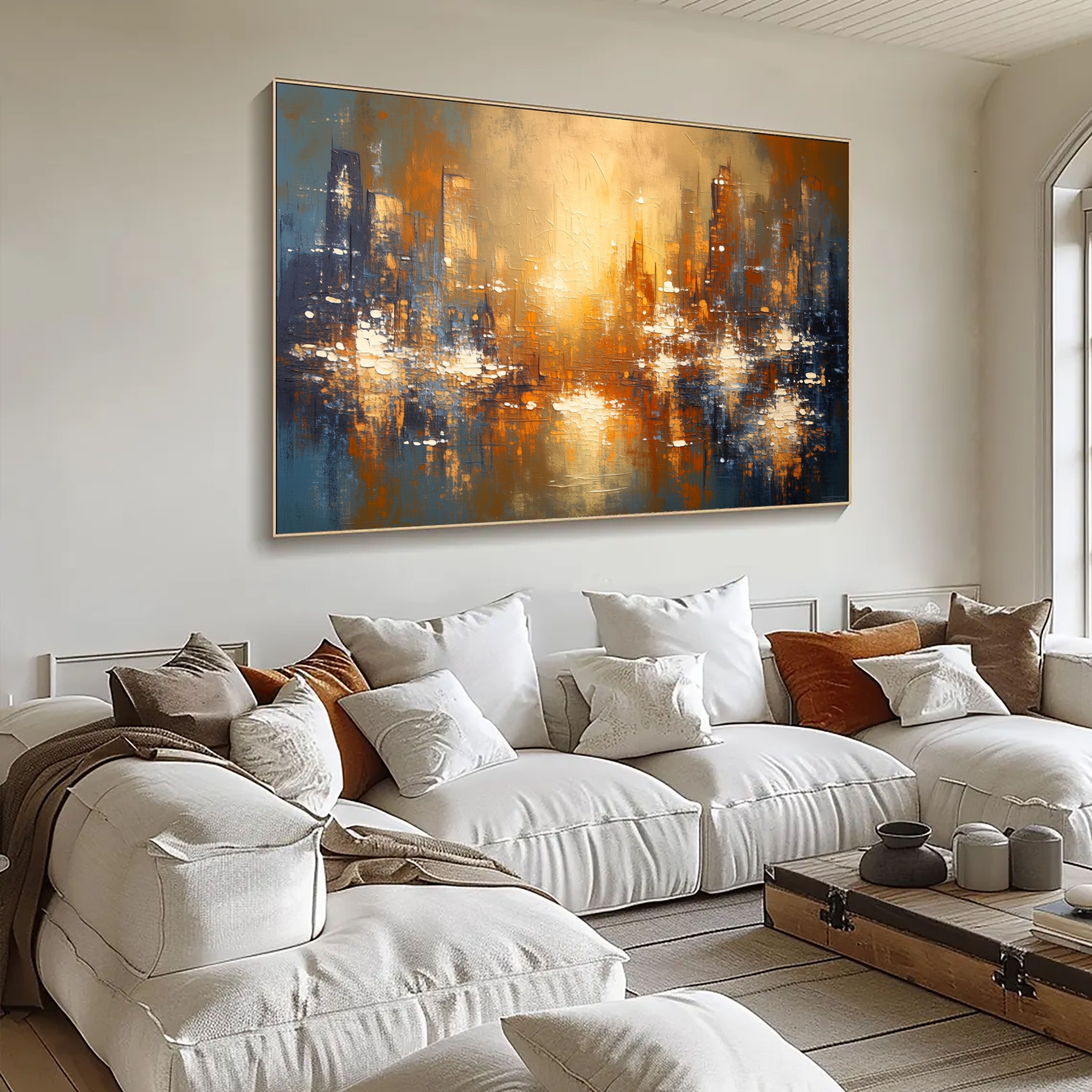 Textured City Skyline | Orange Blue