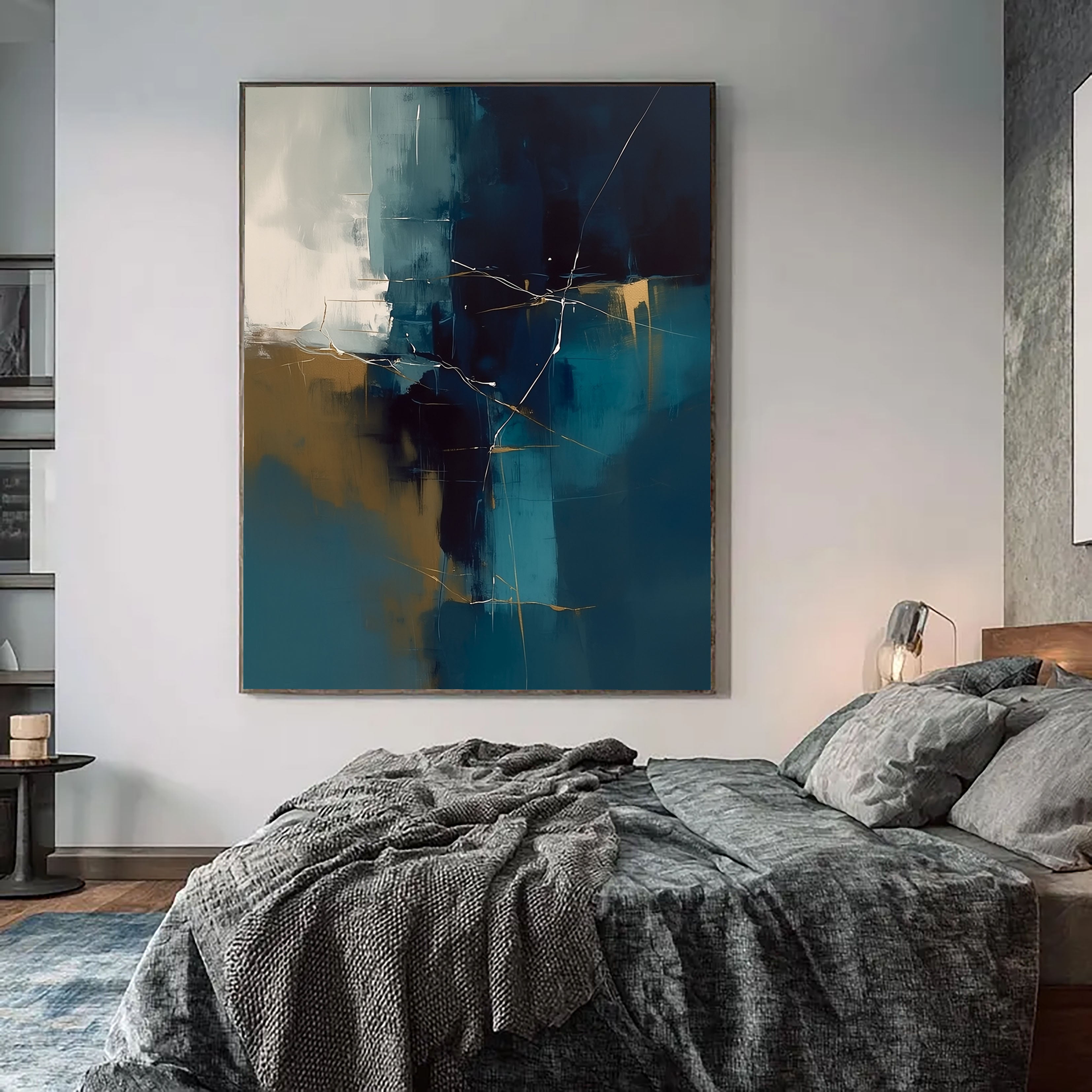 Textured Gilded Lines | Teal Gold