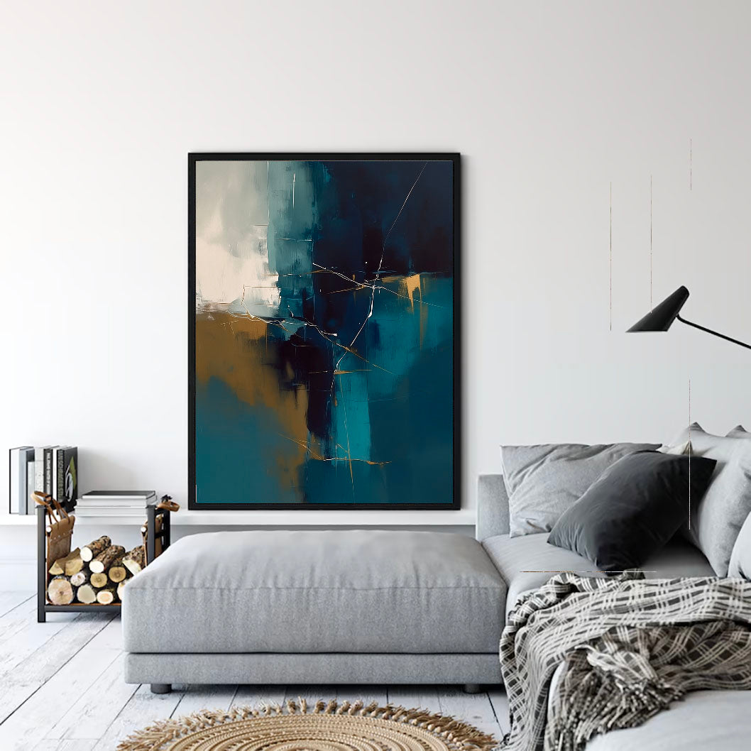 Textured Gilded Lines | Teal Gold